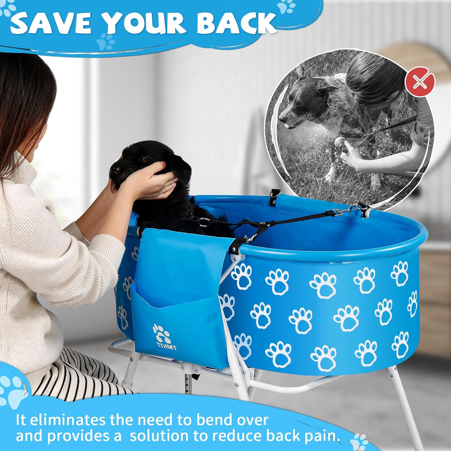 Dog Bathtub, Elevated Dog Bath Tub for Pet Bathing Shower and Grooming. Portable, Foldable with Safety Lock, Professional Pet Dog Washing Station for Small, Medium, Large Dogs Cats, No Backache - Pet Explorer