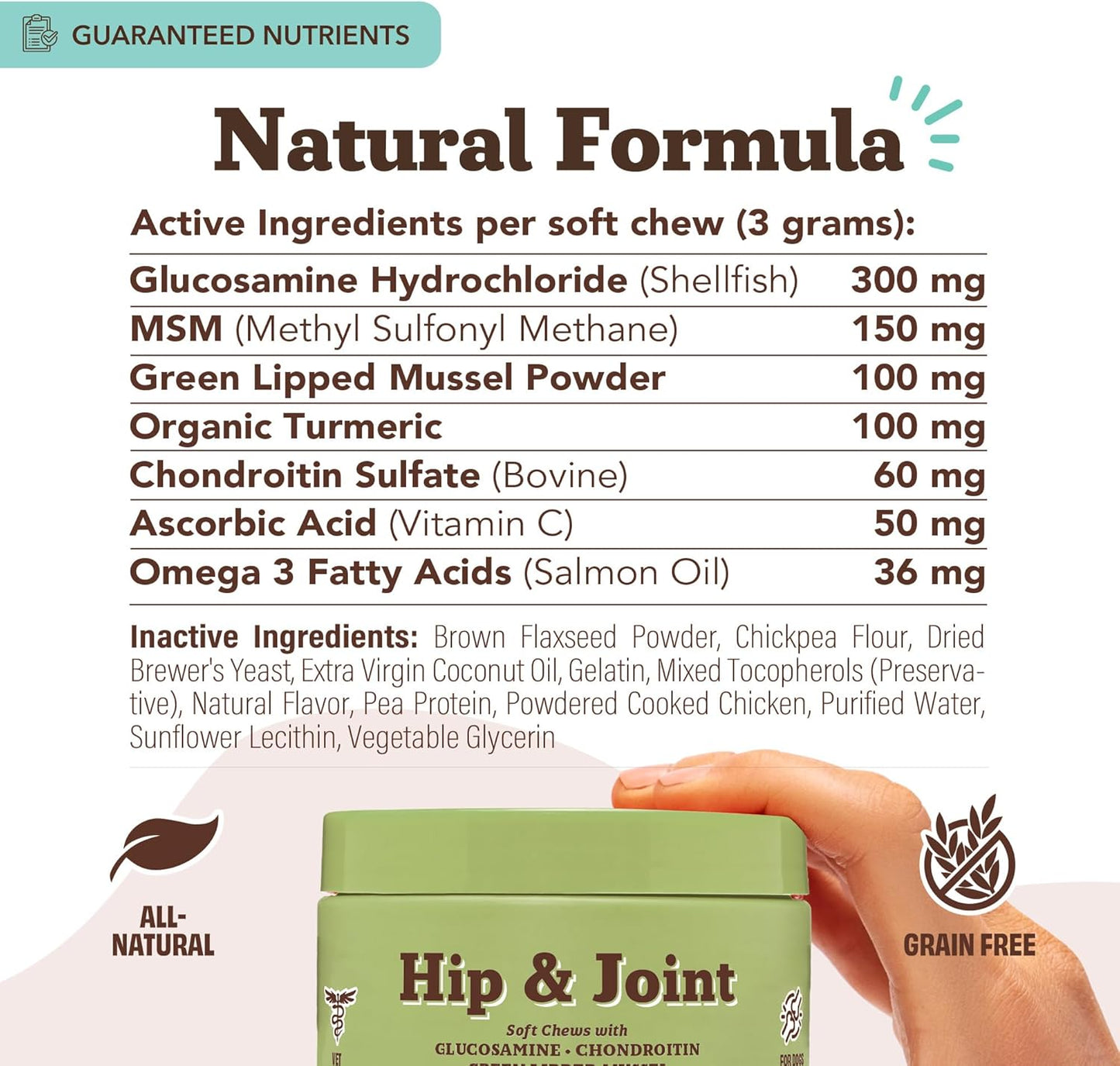 Natural Dog Company Hip & Joint Chews, Chicken Liver & Turmeric Flavor, with Glucosamine Chondroitin for Dogs, Maintains Bone and Joint Health, Supplements for Seniors and Puppies, 90 Count - Pet Explorer