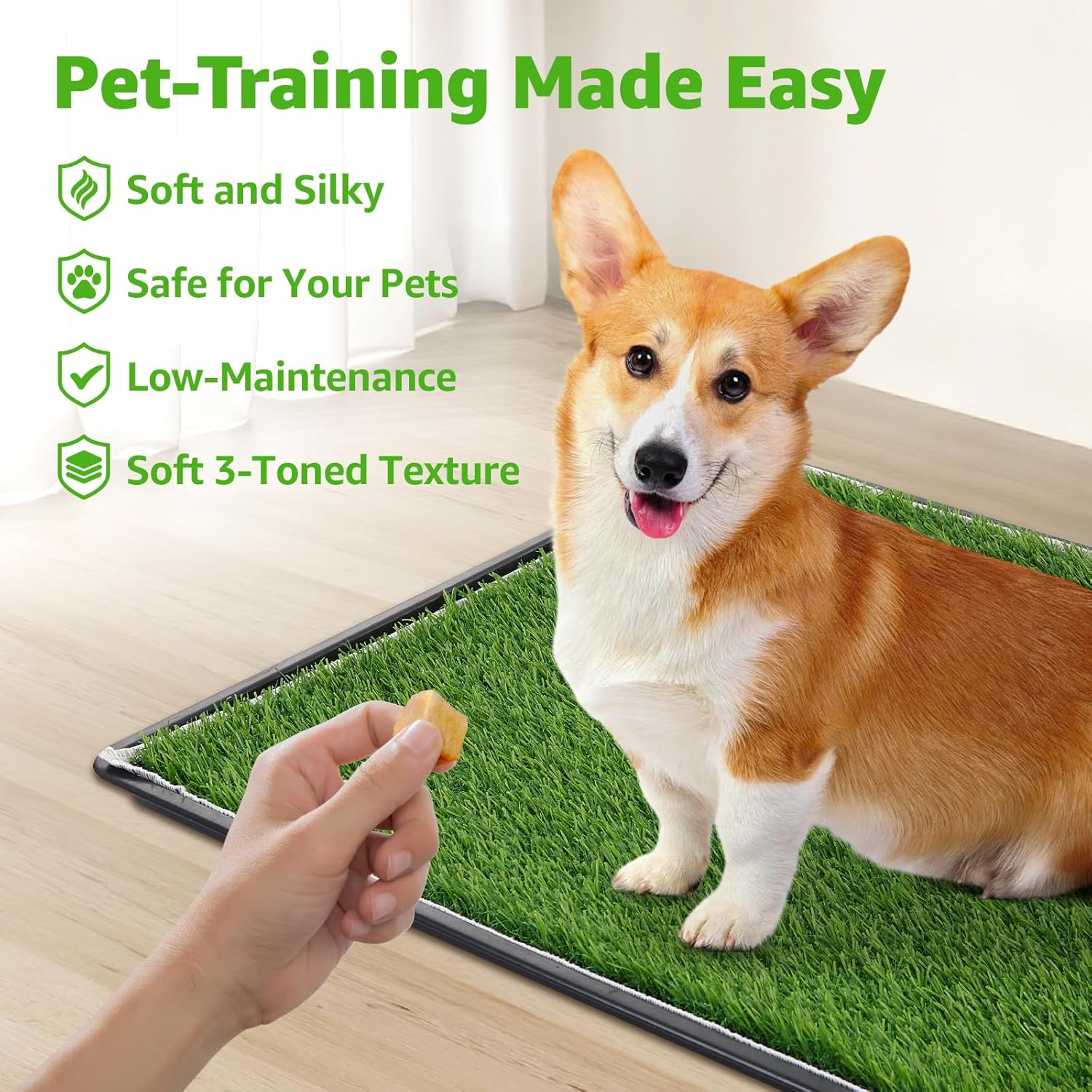 Dog Grass Large Potty Patch, Dog Litter Boxes Artificial Grass Bathroom Turf for Pet Training, Washable Puppy Pee Pad, Perfect Indoor/Outdoor Portable Potty Pet Loo (Tray system-41"X26.8") - Pet Explorer