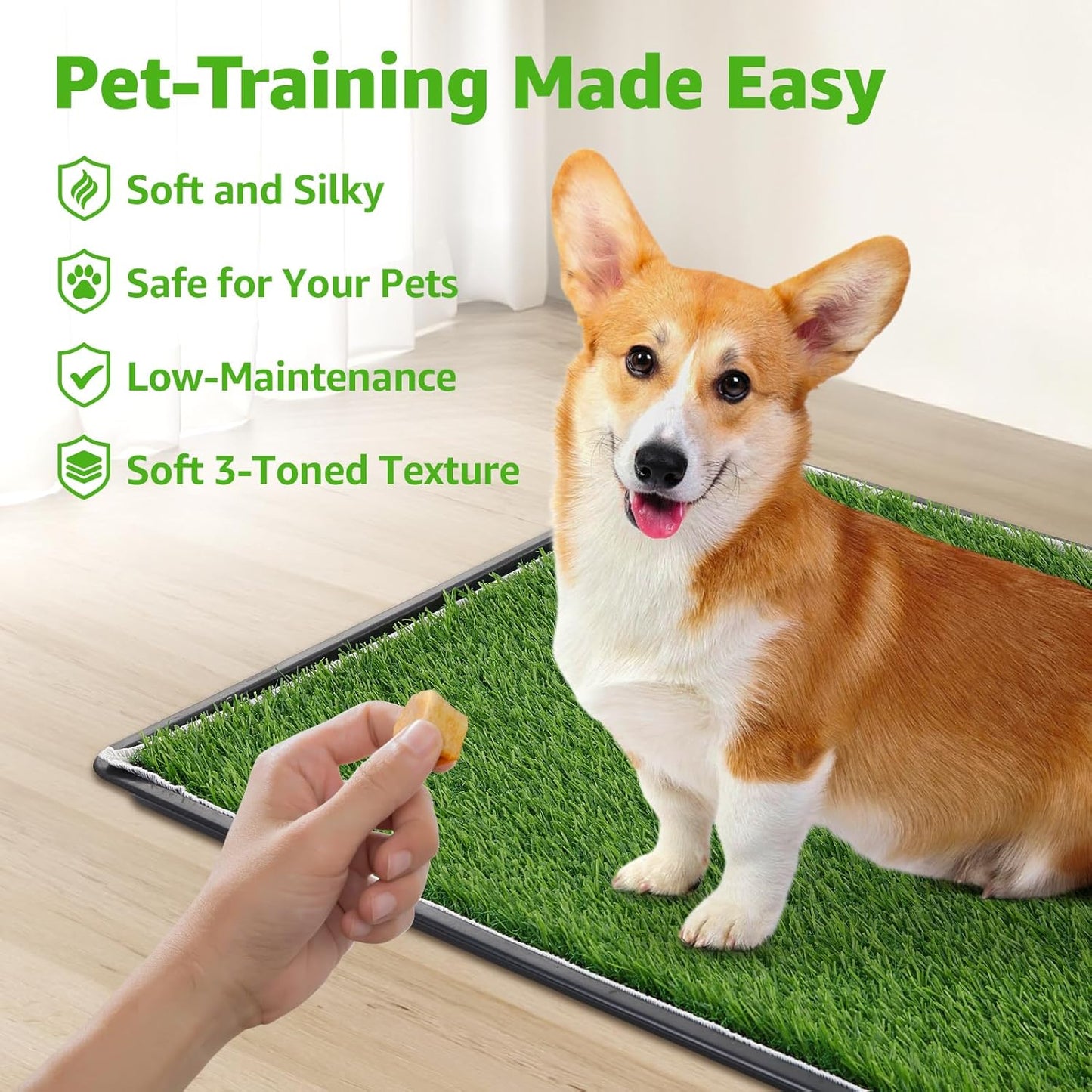 Dog Grass Large Potty Patch, Dog Litter Boxes Artificial Grass Bathroom Turf for Pet Training, Washable Puppy Pee Pad, Perfect Indoor/Outdoor Portable Potty Pet Loo - Pet Explorer