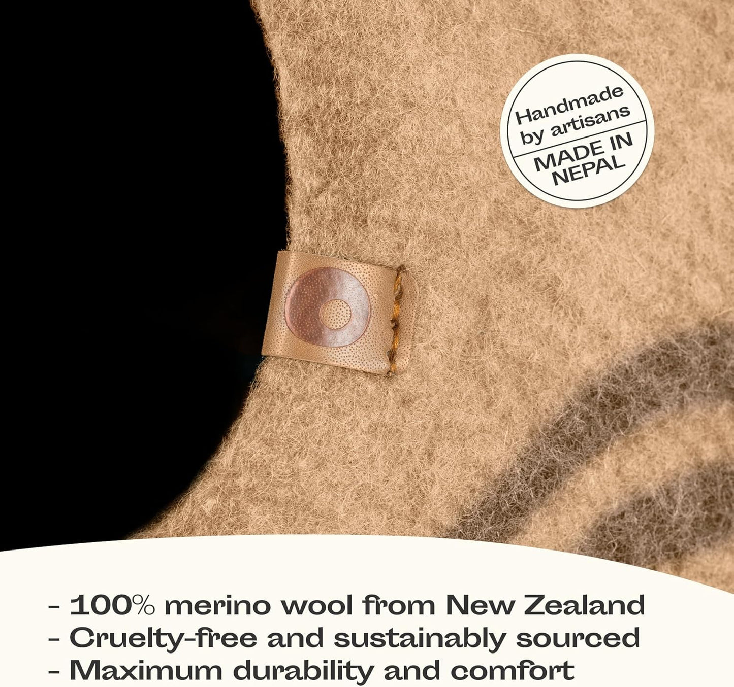 MEOWFIA Cat Cave – Premium Felt Cat Bed for Indoor Cats, Handmade 100% Merino Wool (Beige, Medium) - Pet Explorer