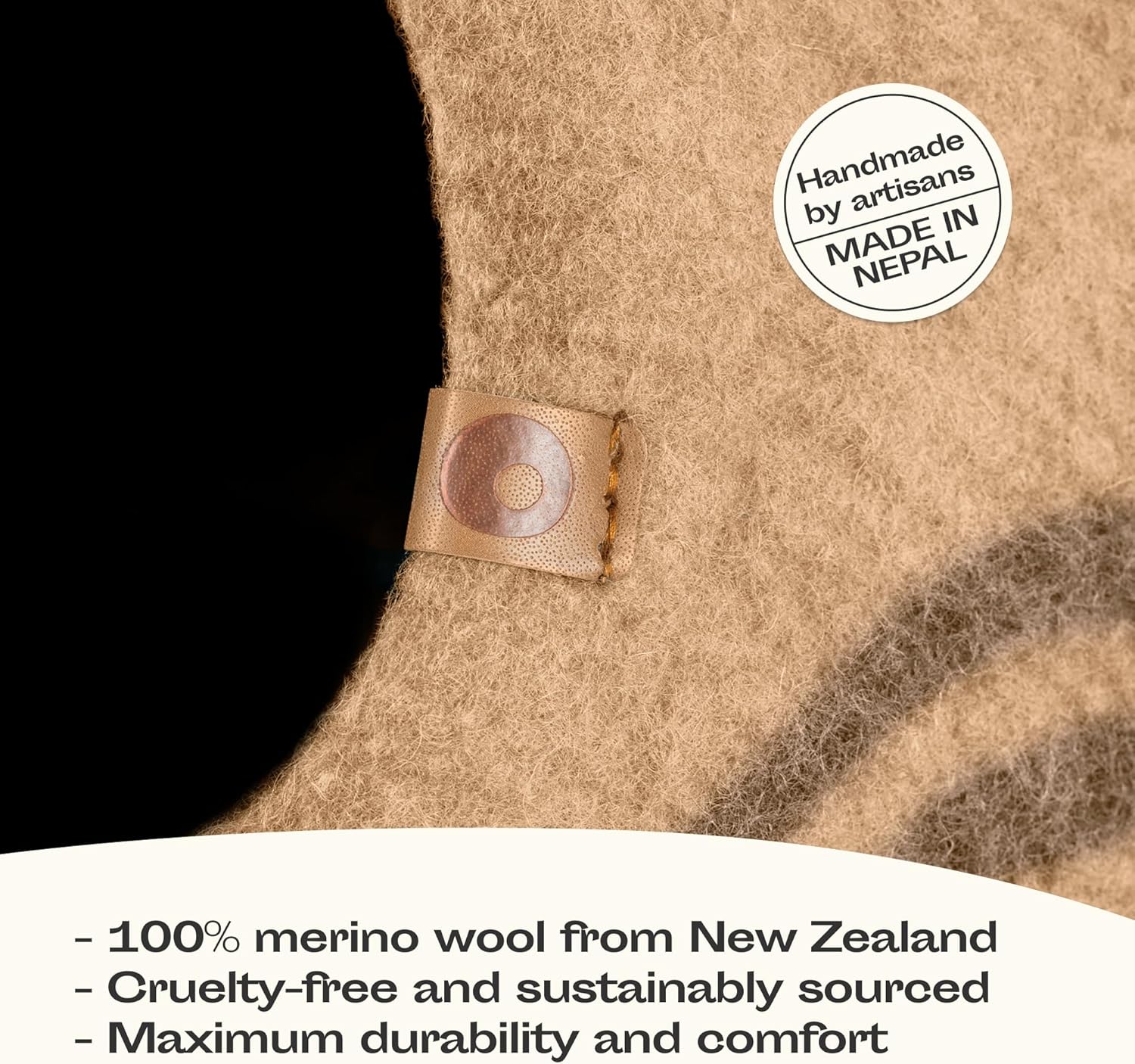 MEOWFIA Cat Cave – Premium Felt Cat Bed for Indoor Cats, Handmade 100% Merino Wool (Beige, Medium) - Pet Explorer