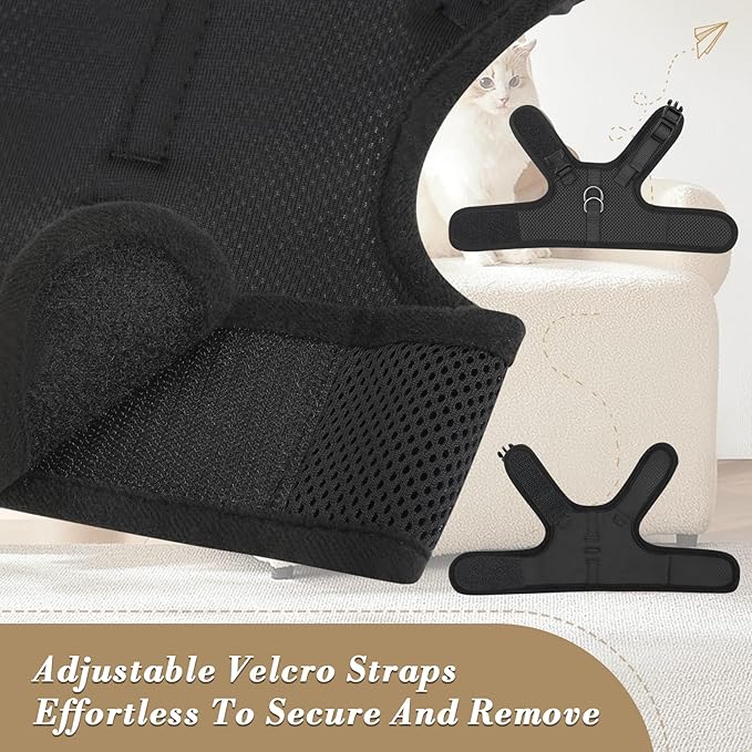 Athena Collection Adjustable Cat Harness with Velcro, Portable Small Sized Cat Vest Harness Breathable Comfy Escape Proof Cat Kitten Harness Pet Supplies for Outdoor Walking, Training, Black