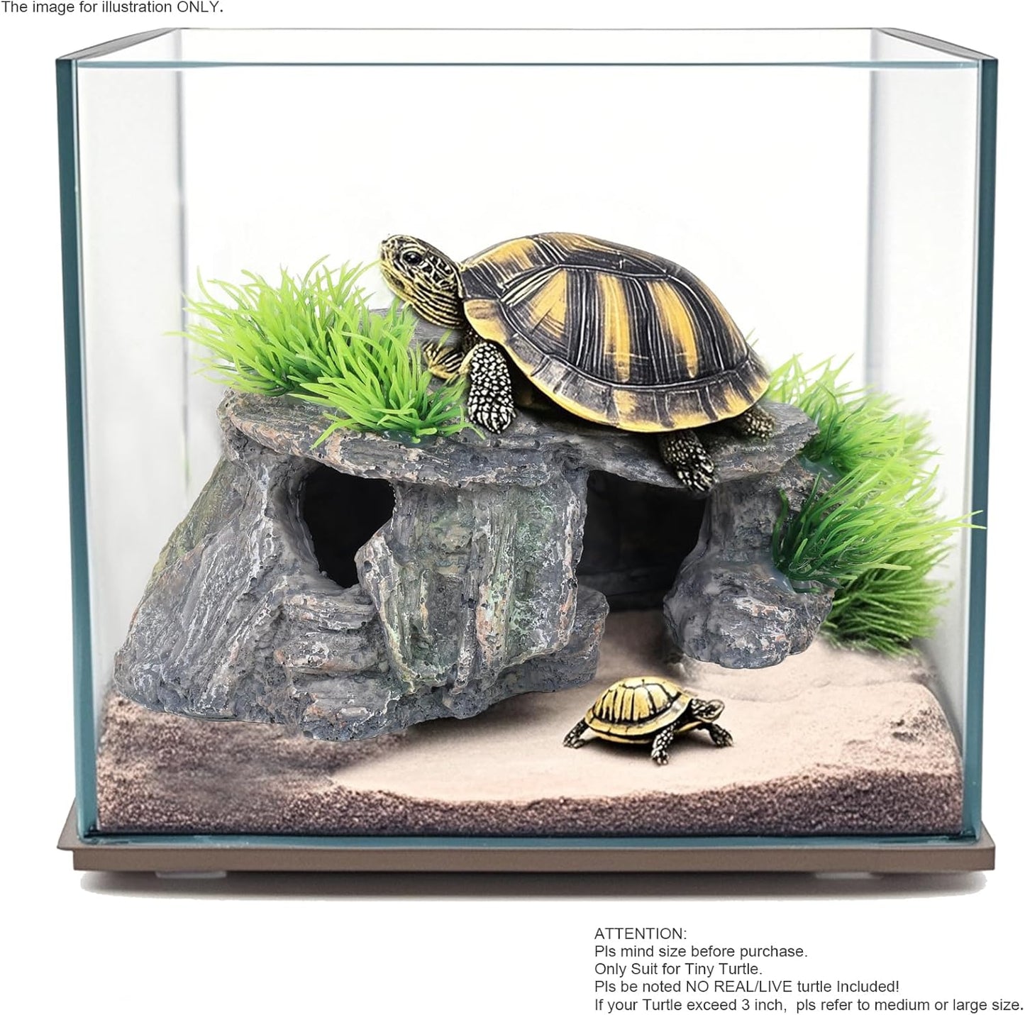 Premium Small Fish Tank Decorations, Reptile Tank Accessories, Turtle Tank Accessories, Natural Reptile Hide for Bearded Dragon, Professional Turtle Basking Platform (Small) - Pet Explorer