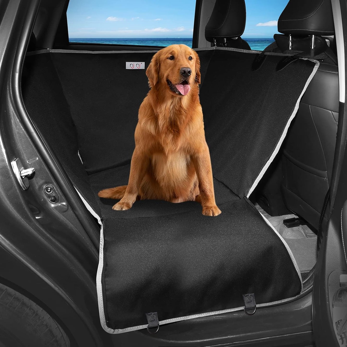 njnj Dog Car Seat Cover for Back Seat - Waterproof Dog Half Hammock for Cars,Scratchproof Pet Backseat Protector,Perdurable,Non-Slip Booster Seat for Small,Medium and Large Dogs - Pet Explorer
