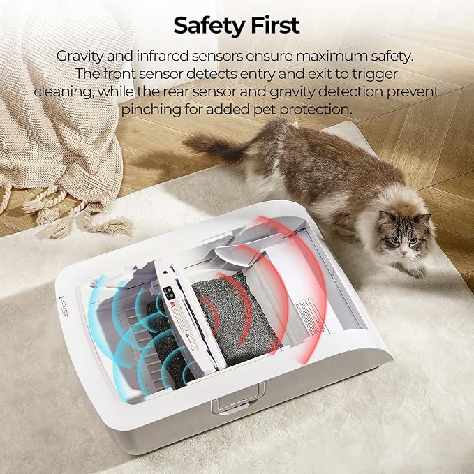 Open-Top Self-Cleaning Automatic Cat Litter Box-Smart APP Control (2.4G/5G) with Health Tracking&24H Backup, Dual Safety Sensors&Odorless Design for Multi-Cat Homes+with Tent