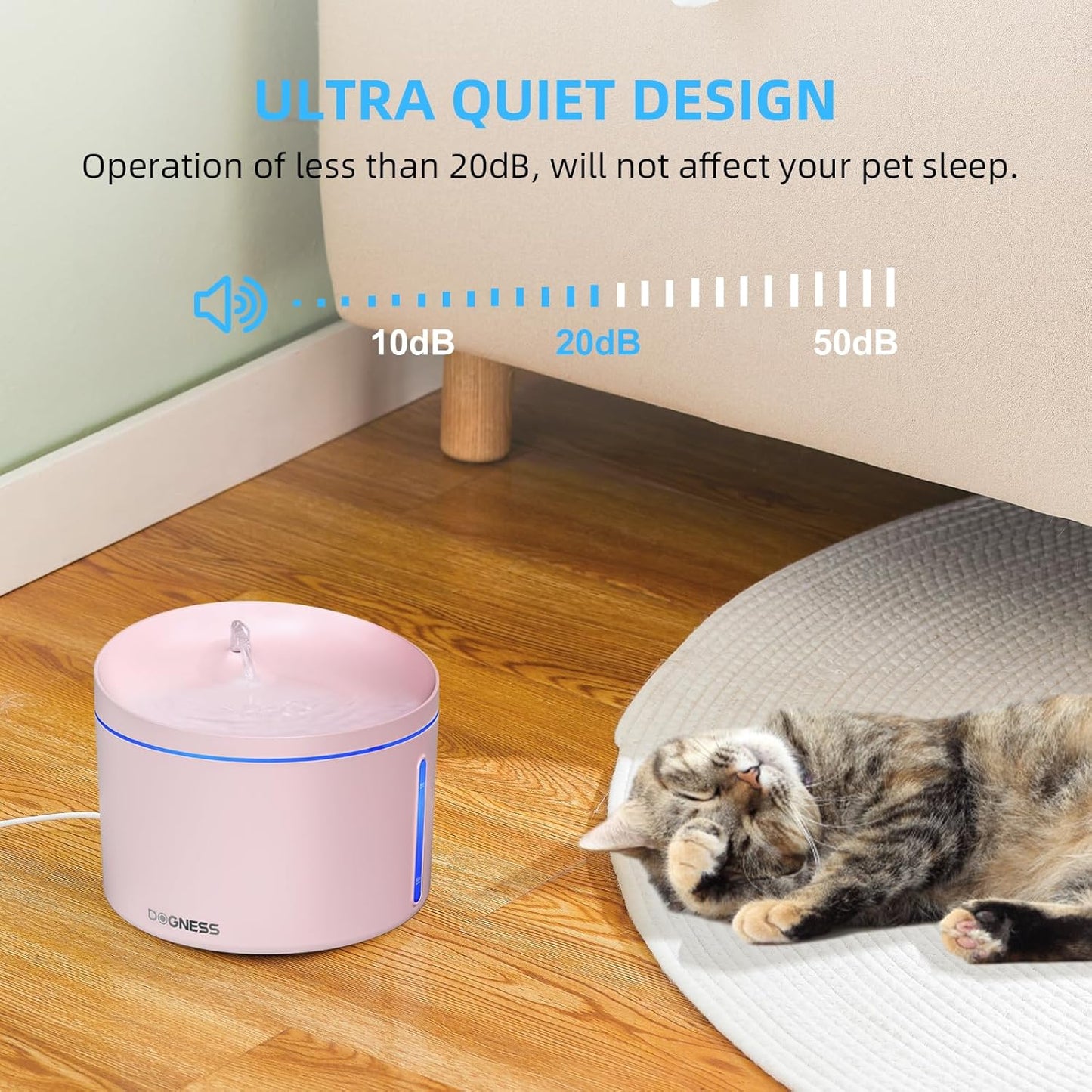 DOGNESS D06 Cat Water Fountain with Filter, Keep Water Fresh Automatic 3.2L Large Capacity Ultra Silent Removable Fresh Cat Water Dispenser for Dogs, Cats, Birds (3.2L Pink) - Pet Explorer