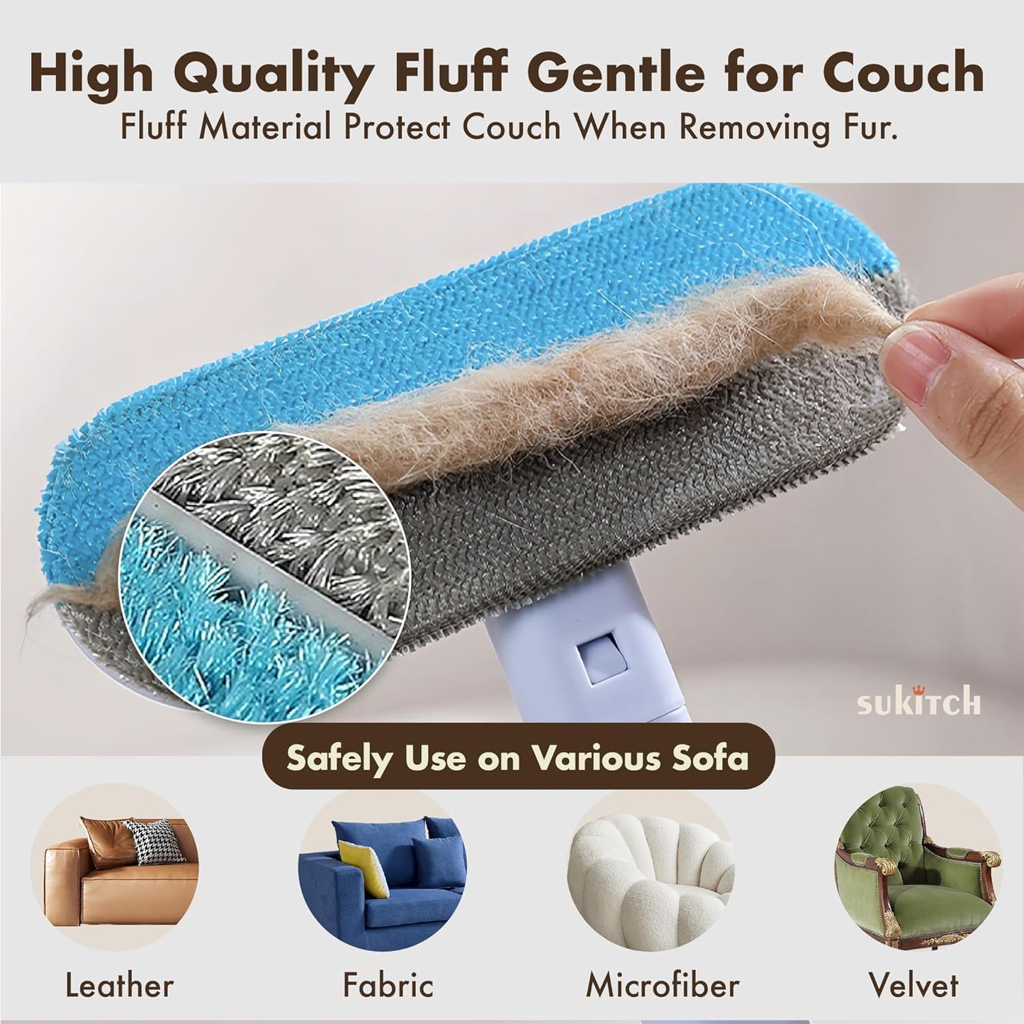 Pet Hair Remover for Couch, Grey, 17.3Inch, Durable, Reusable, Washable Lint Cleaner for Dog and Cat Hair, Gentle on Furniture, Effective on Carpets, Clothing, Bedding - Pet Explorer