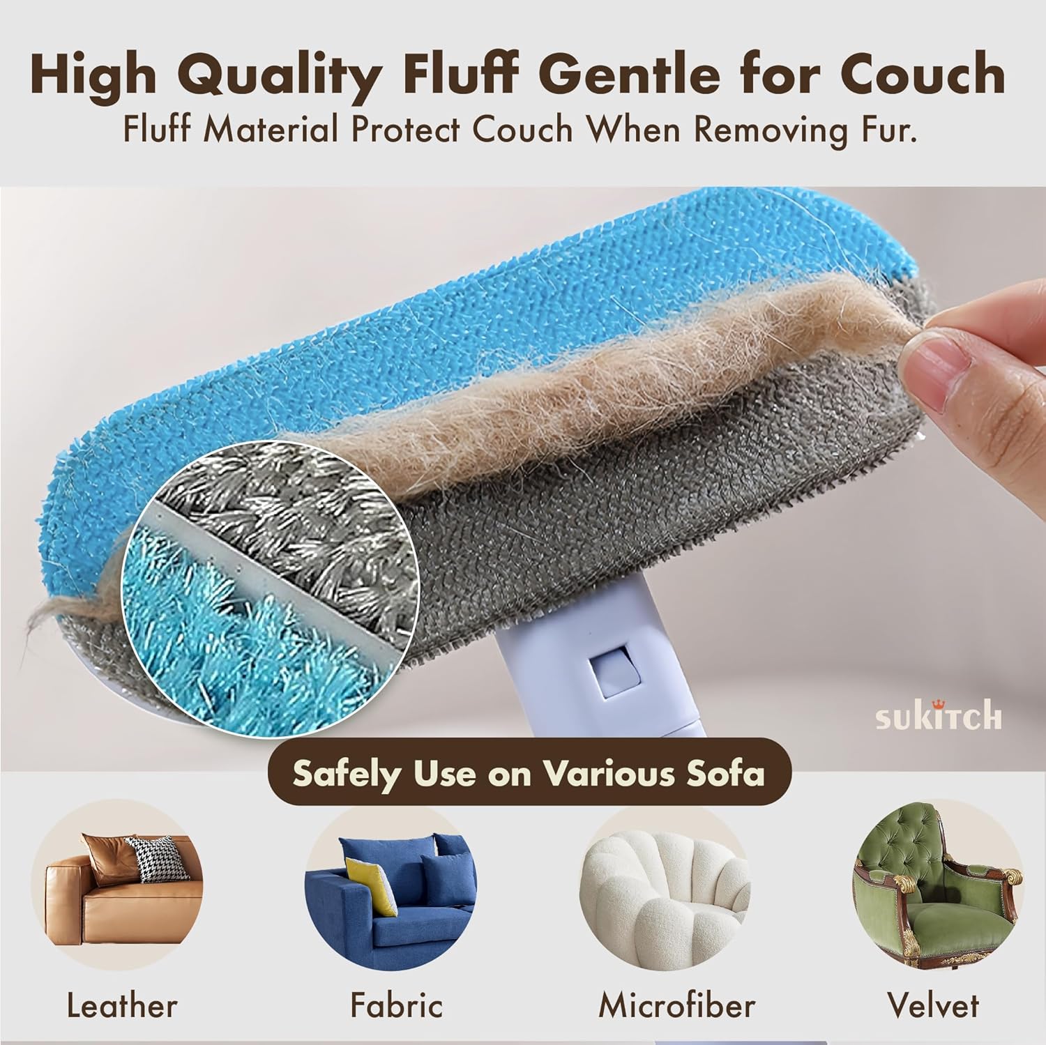 Pet Hair Remover for Couch, Grey, 17.3Inch, Durable, Reusable, Washable Lint Cleaner for Dog and Cat Hair, Gentle on Furniture, Effective on Carpets, Clothing, Bedding - Pet Explorer