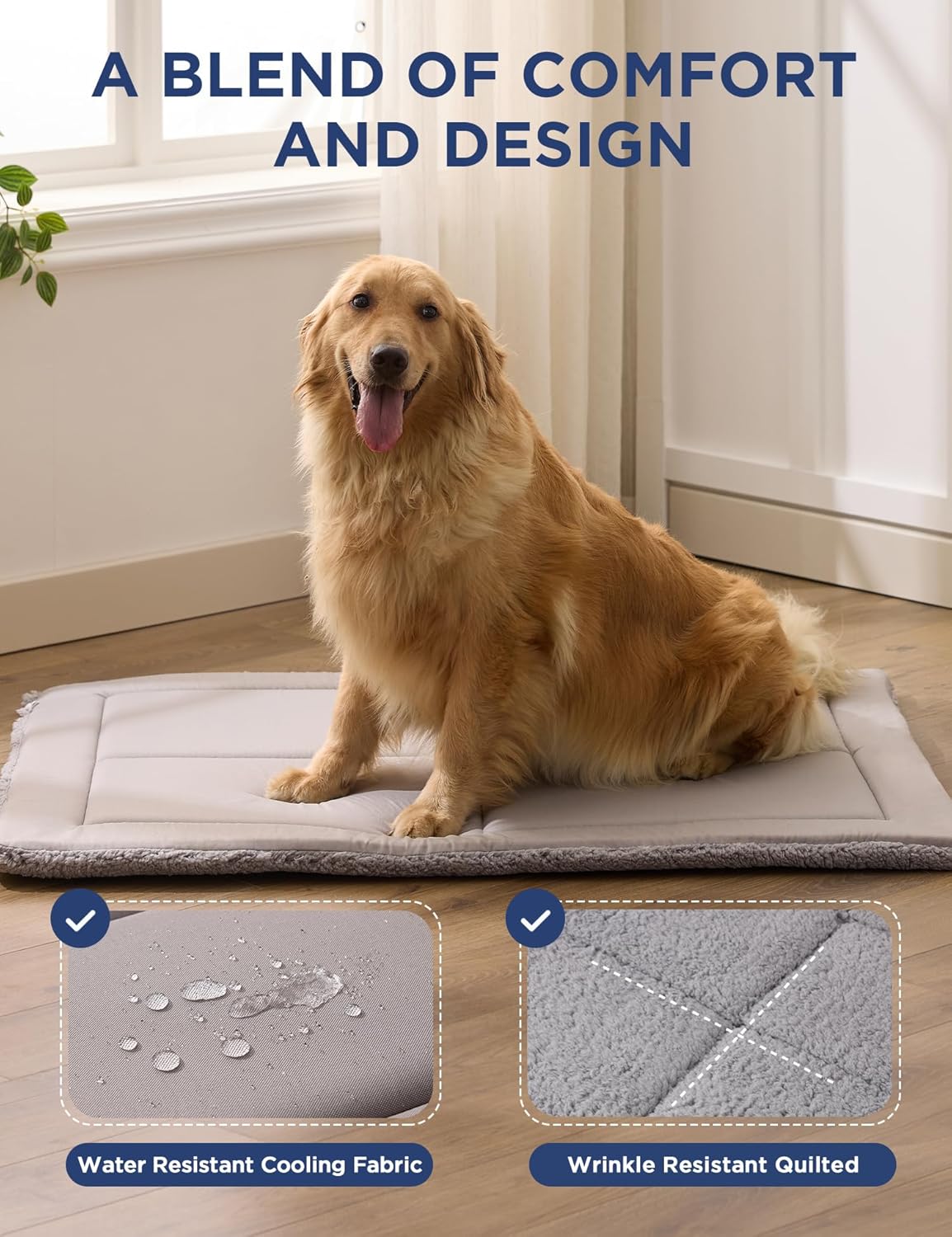 Joydeco Low Profile Dog Crate Mat Reversible Bed Pad, Washable Dog Pad Mat with Ultra Soft Fleece, Compact Design Kennel Beds Mats for Extra-Large Medium Small Pets, 41" x 28" Dark Gray