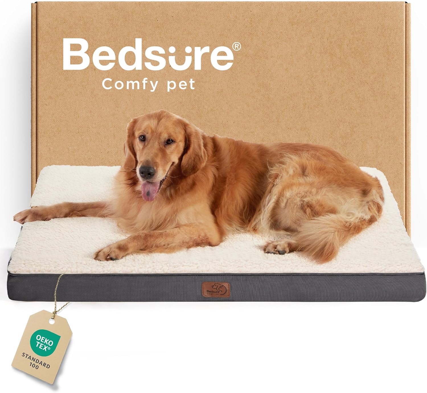 Bedsure XL Dog Beds Large Sized Dog -Orthopedic Flat Extra Large Pet Beds with Removable Washable Cover, Egg Crate Foam Mat, Suitable for Pet Up to 100 lbs - Pet Explorer