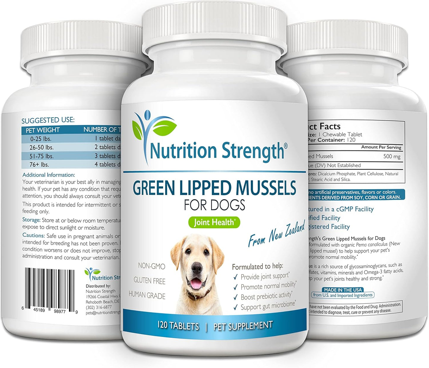 Green Lipped Mussels for Dogs for Joint Support & Inflammatory Relief, Promote Normal Mobility & Flexibility, Boost Prebiotic Activity, Support Gut Microbiome, 120 Chewable Tablets - Pet Explorer
