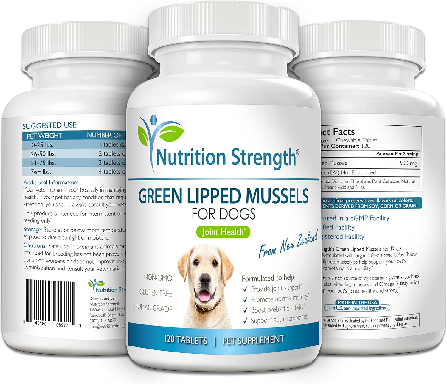 Green Lipped Mussels for Dogs for Joint Support & Inflammatory Relief, Promote Normal Mobility & Flexibility, Boost Prebiotic Activity, Support Gut Microbiome, 120 Chewable Tablets - Pet Explorer