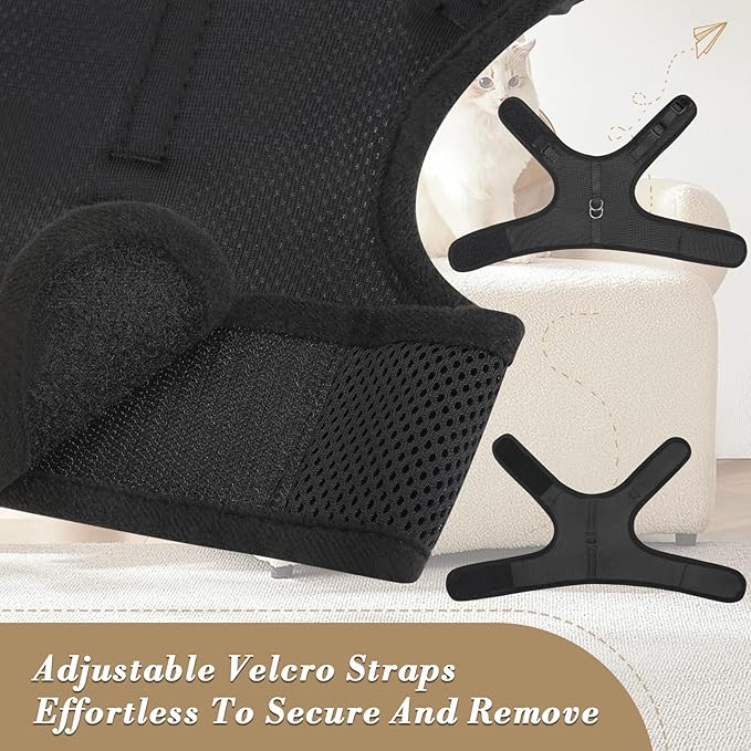 Athena Collection Adjustable Cat Harness with Velcro, Portable Large Sized Cat Vest Harness Breathable Comfy Escape Proof Cat Kitten Harness Pet Supplies for Outdoor Walking Training, Black