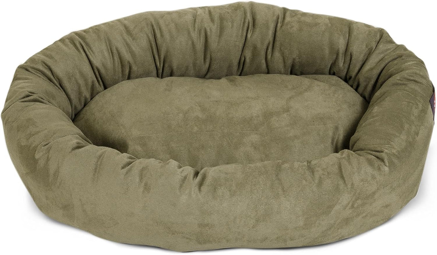Majestic Pet 24 Inch Suede Calming Dog Bed Washable 24x19x7 (Inch) – Cozy Soft Round Donut Dog Bed with Spine Support for Dogs to Rest Their Head - Pet Bed Small – Sage - Pet Explorer