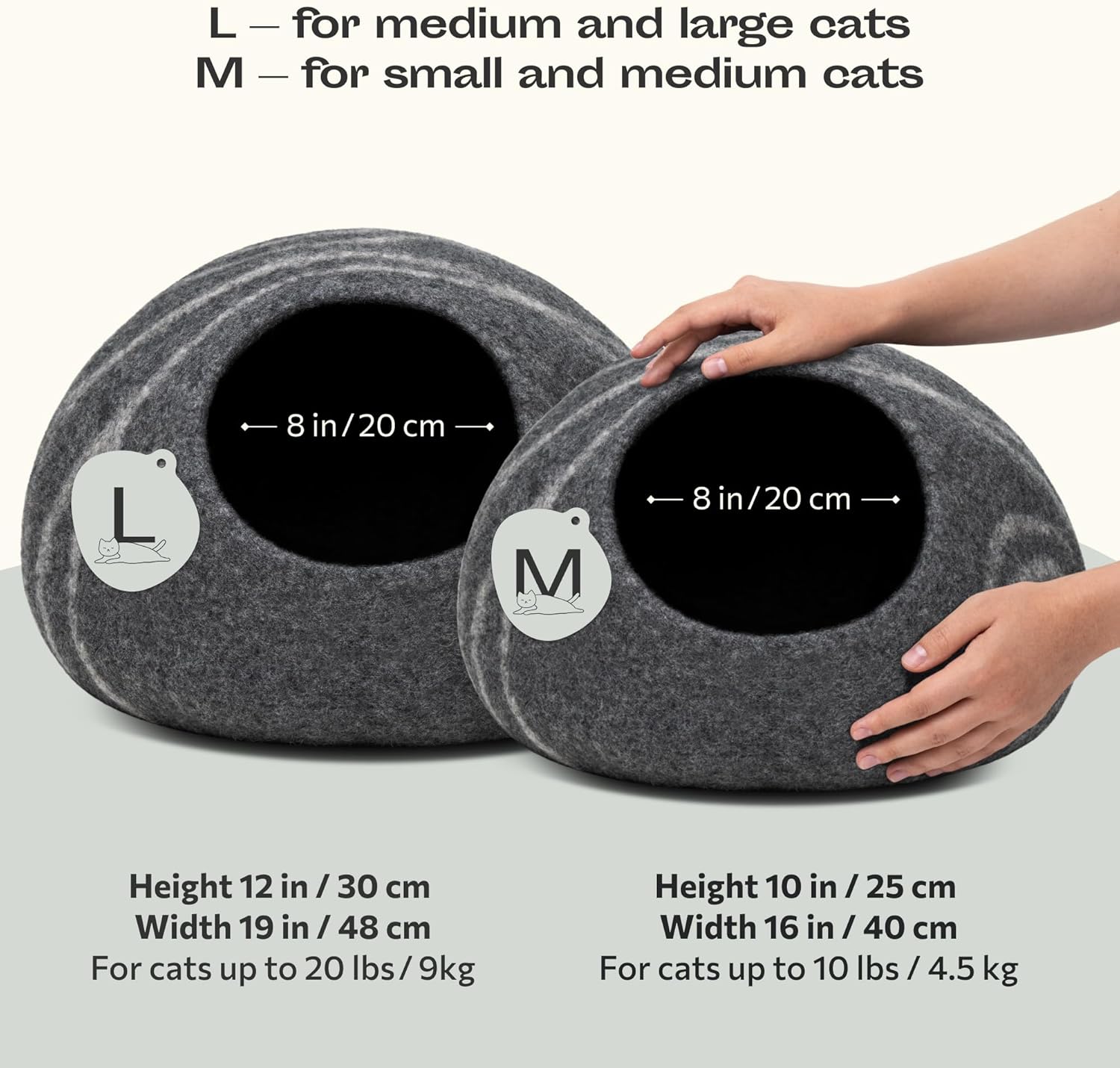MEOWFIA Cat Cave – Premium Felt Cat Bed for Indoor Cats, Handmade 100% Merino Wool (Medium, Dark Grey) - Pet Explorer