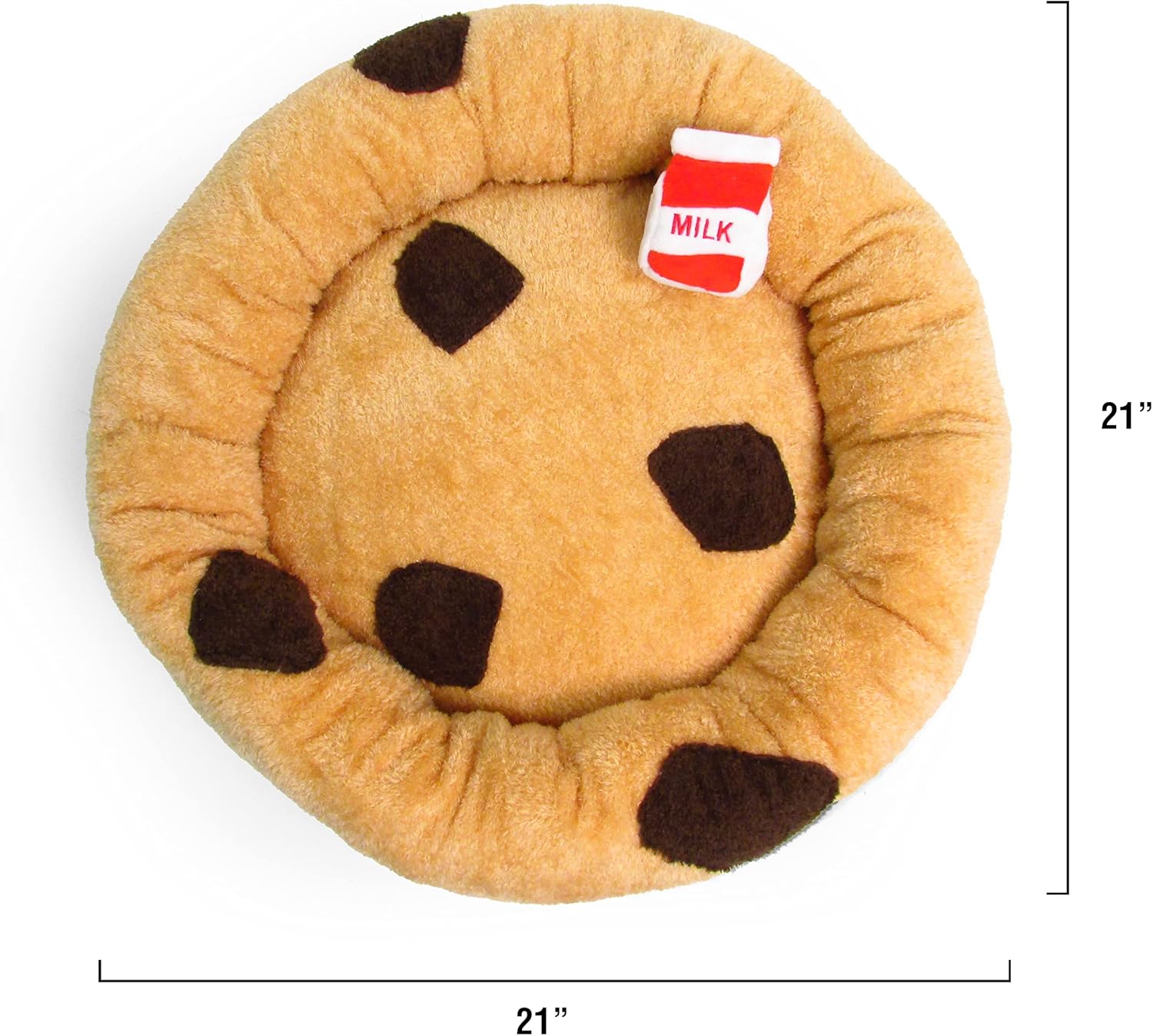 TONBO Soft Plush Small Cute and Cozy Food Dog Cat Bed, Washer and Dryer Friendly (Chocolate Chip Cookie) - Pet Explorer