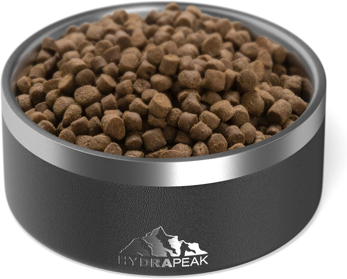 Hydrapeak Dog Bowl; Non Slip Stainless Steel; Water and Food Dish; Large Sized and Small Dogs; 32oz 64oz; Multiple Sizes; 4 Cup | Black - Pet Explorer
