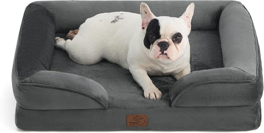 Bedsure Orthopedic Dog Bed Medium Size Dogs - Washable Medium Dog Cat Bed Waterproof, Comfort Pet Couch Sofa with Washable Removable Cover, Pets Bed with Nonskid Bottom, Dark Grey, 28" - Pet Explorer