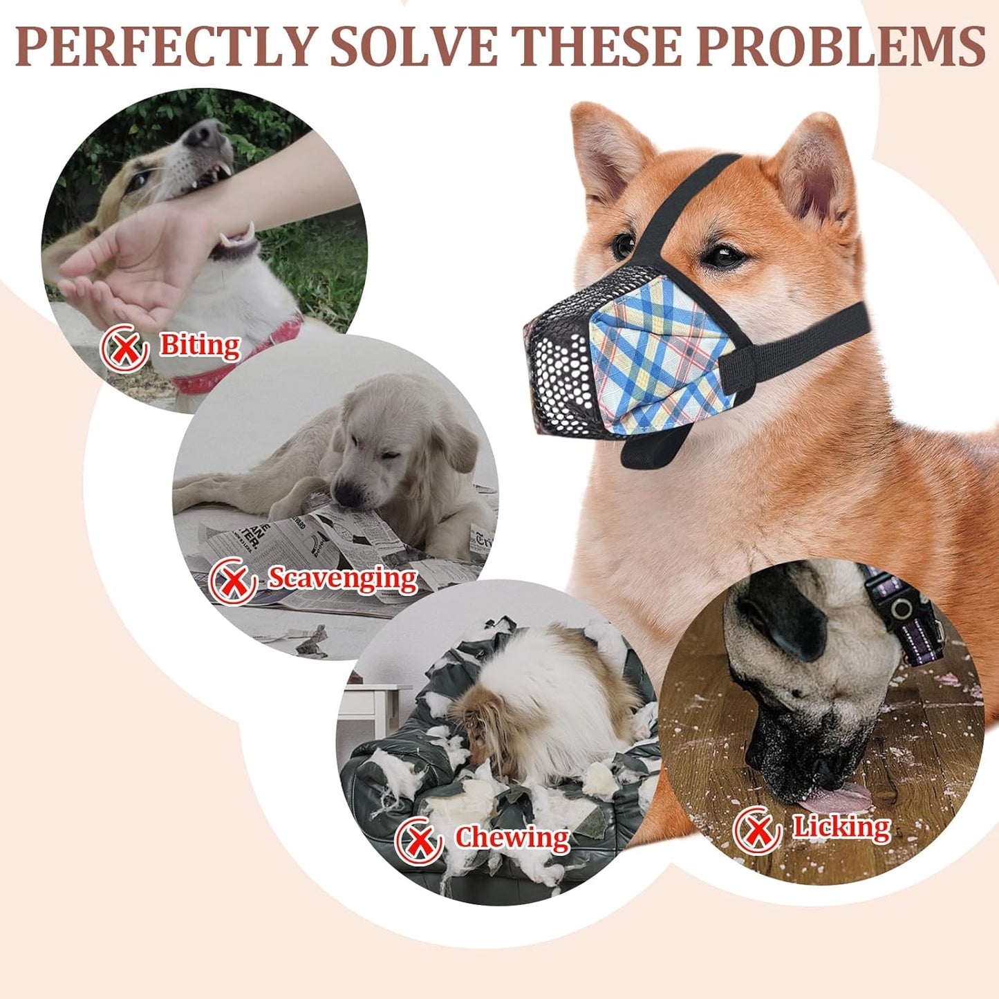 Dog Muzzle for Small Large Dogs - Soft Nylon Basket Muzzle with Adjustable Strap, Breathable Mesh Design Prevents Biting Chewing Licking Eating - Ideal for Training, Grooming & Vet Visits (Blue, XL) - Pet Explorer