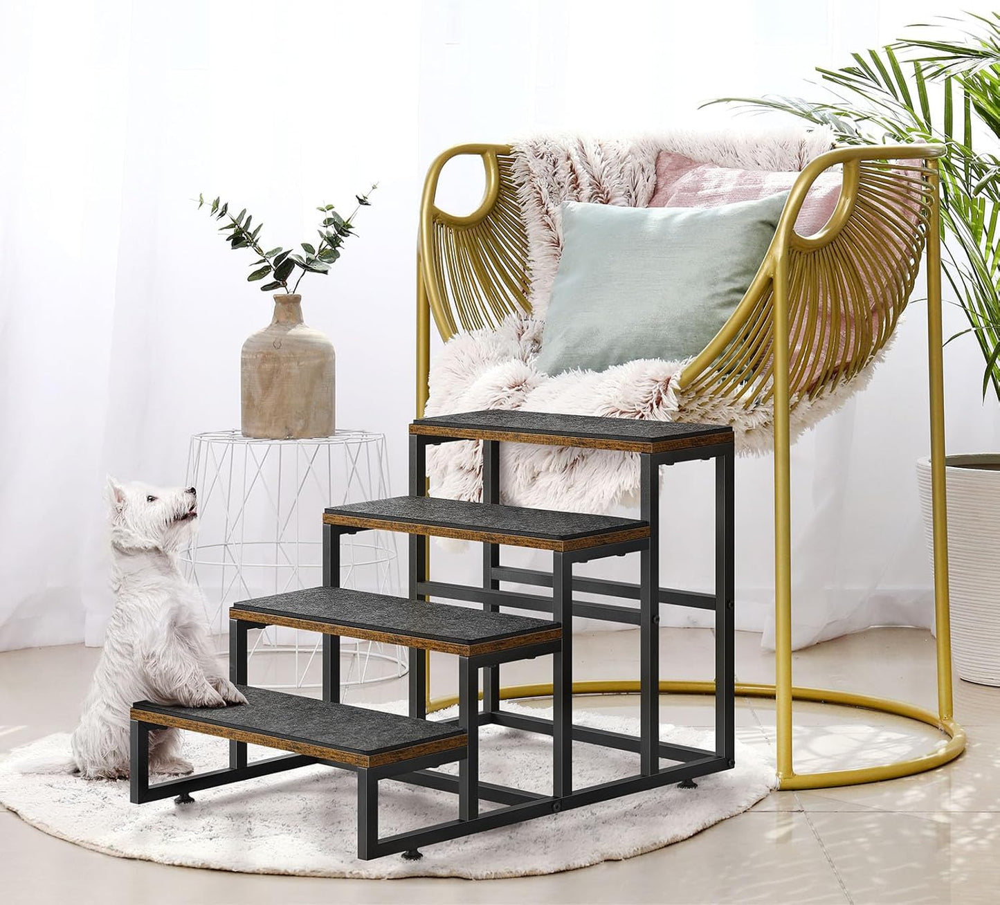 Dog Stairs for High Beds 4 Steps Dog Stairs for Small Medium Dogs Pet Stairs/Steps for Puppy, Cats, and Dogs, Easy to Walk on Dog Step for Beds and Cars - Pet Explorer