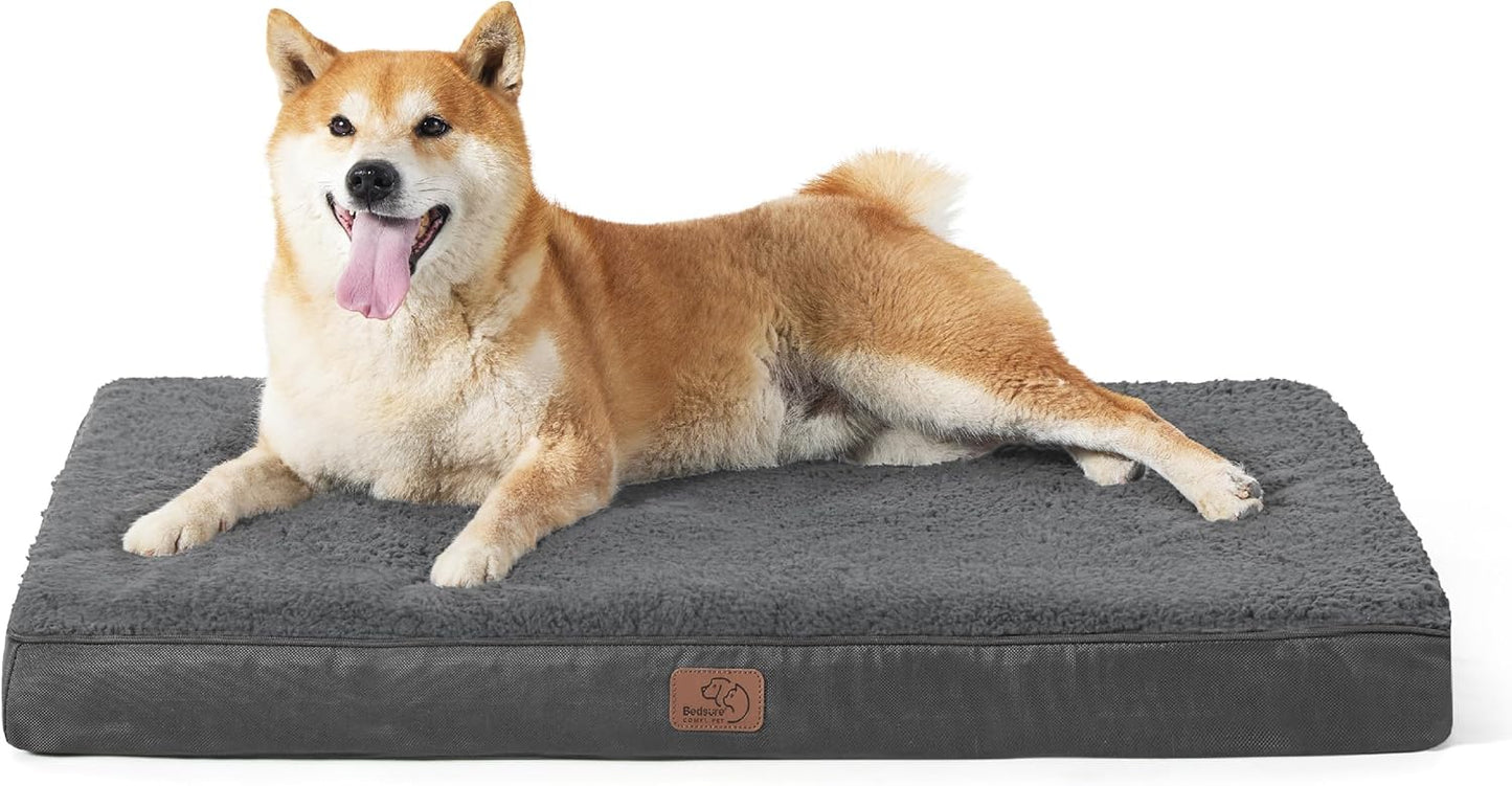 Bedsure Dog Beds Large Sized Dog - Orthopedic Flat Pet Beds with Removable Washable Cover, Egg Crate Foam Puppy Mat, Suitable for Pet Up to 65 lbs - Pet Explorer