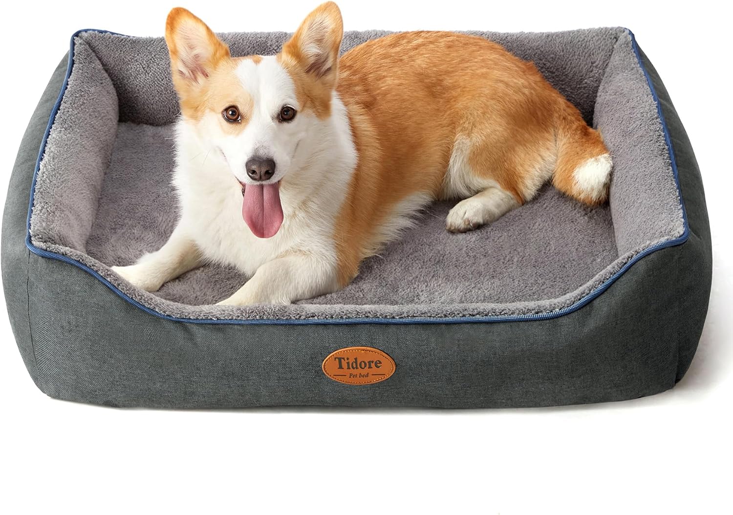 Orthopedic Dog Beds for Medium Dogs, Durable Egg Crate Foam Sofa Dog Bed wit Washable Removable Cover,Waterproof Lining,Pet Bed for Large Dogs (Dark Grey-Velvet, 31.5" L x 25.2" W x 7" Th) - Pet Explorer