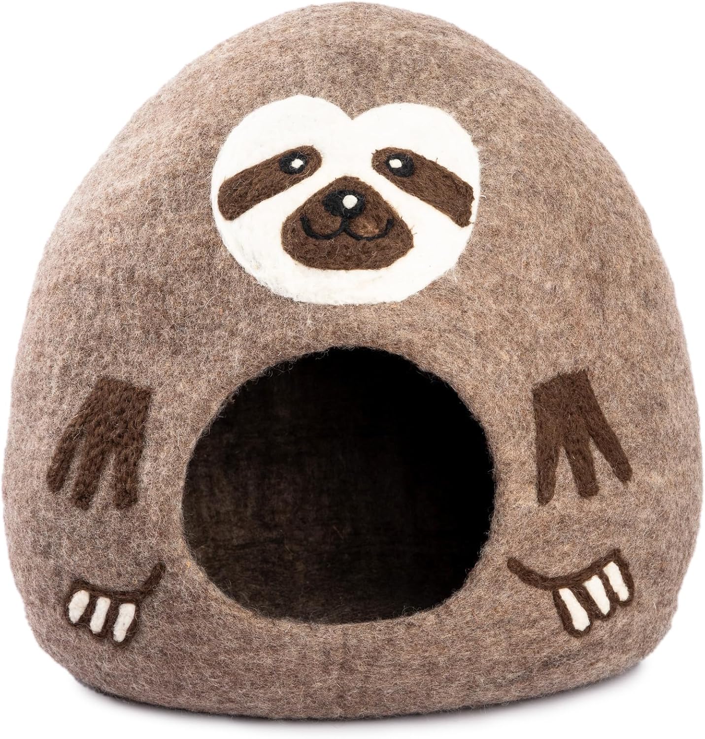 Luxurious Eco-Friendly Merino Wool Cat Cave Bed Sloth - Foldable Hideaway Pod for Indoor Cats - Premium Felt Kitten Beds - Covered Cat House for Ultimate Cozy Comfort by Woolygon - Pet Explorer