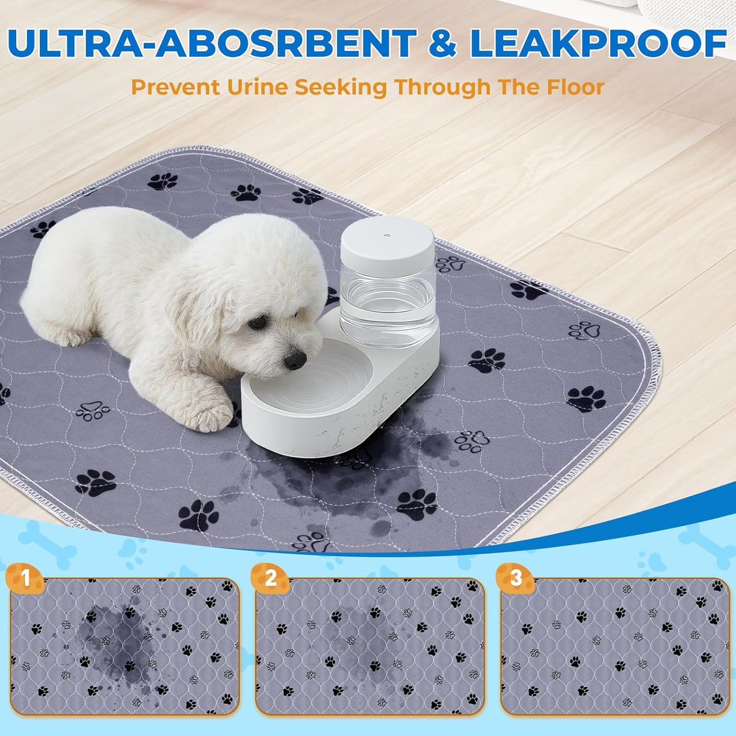 Fostanfly Reusable Puppy Pads, 2 Pack 18"x 24" Washable Pee Pads for Dogs, Absorbent and Leakproof Wee Wee Mat, Waterproof Non Slip Training Mats for Potty, Crate, Playpen, Bed, Sofa - Pet Explorer
