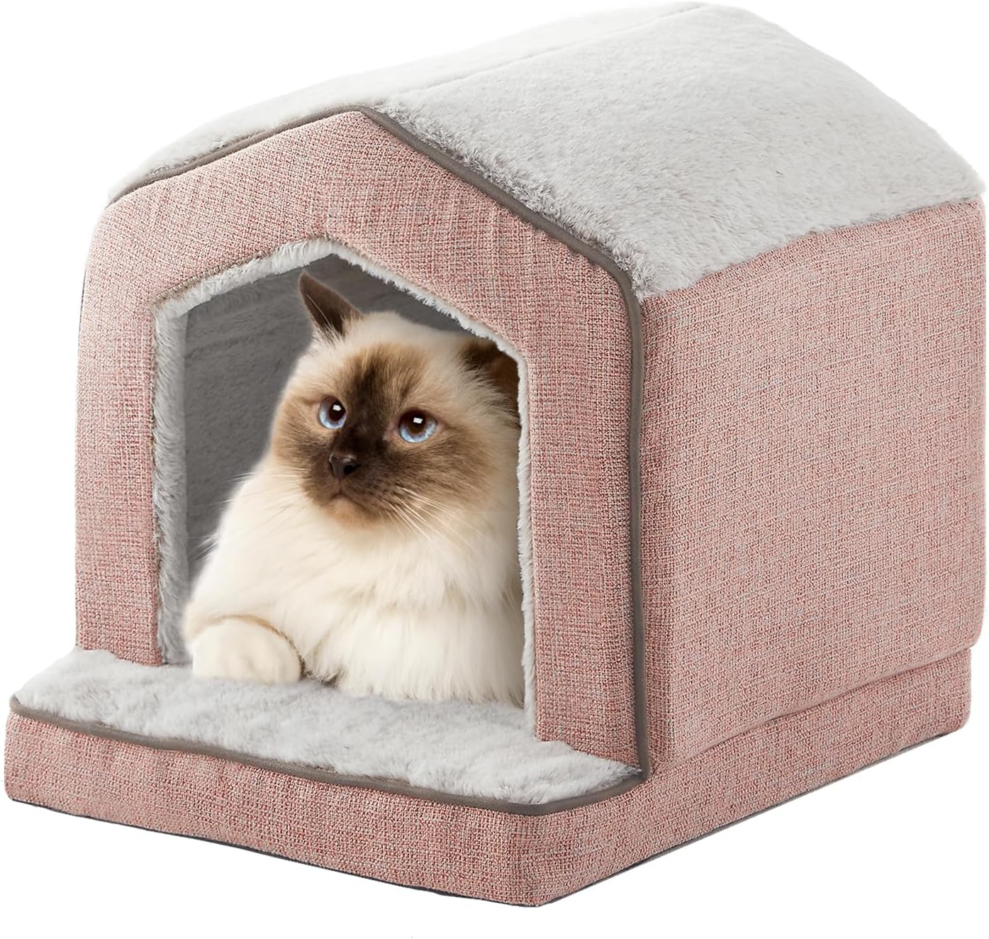 Orthopedic Cat Houses for Indoor Cats,Small Dogs,Super Soft Cat Bed Cave,Condos, Cubes,Cat Hideaway,Covered,Cat Bed for Kitty Small Medium Large Pet (Pink, 18" L x 15" W x 17" Th) - Pet Explorer