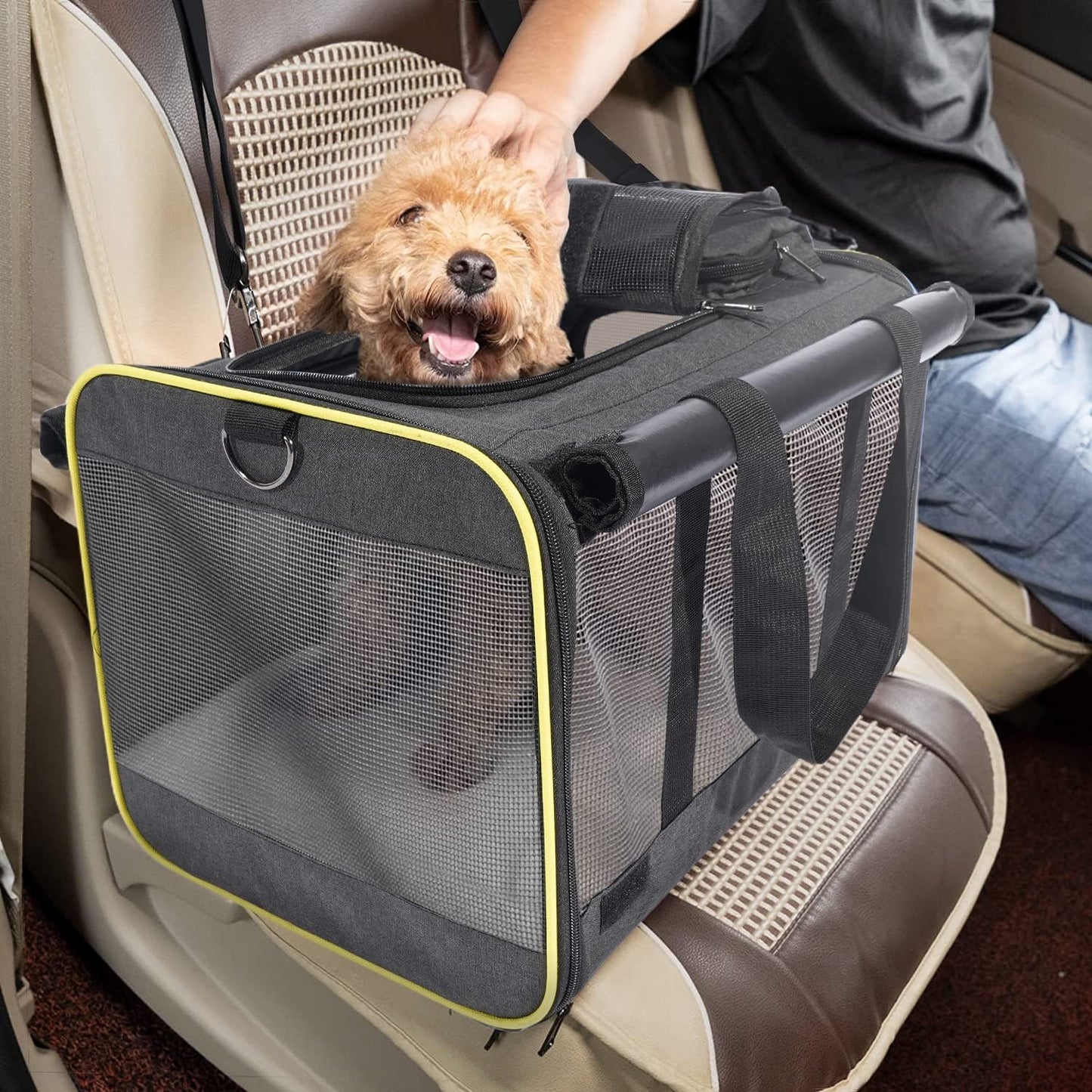 Cat Carriers for Large Cats 20 lbs+ Soft Pet Carrier for Small Dog/Durable 2 Kitty Travel Bag/Medium Big Cats Puppy 15 Pounds/Softside Cat Carrier Large