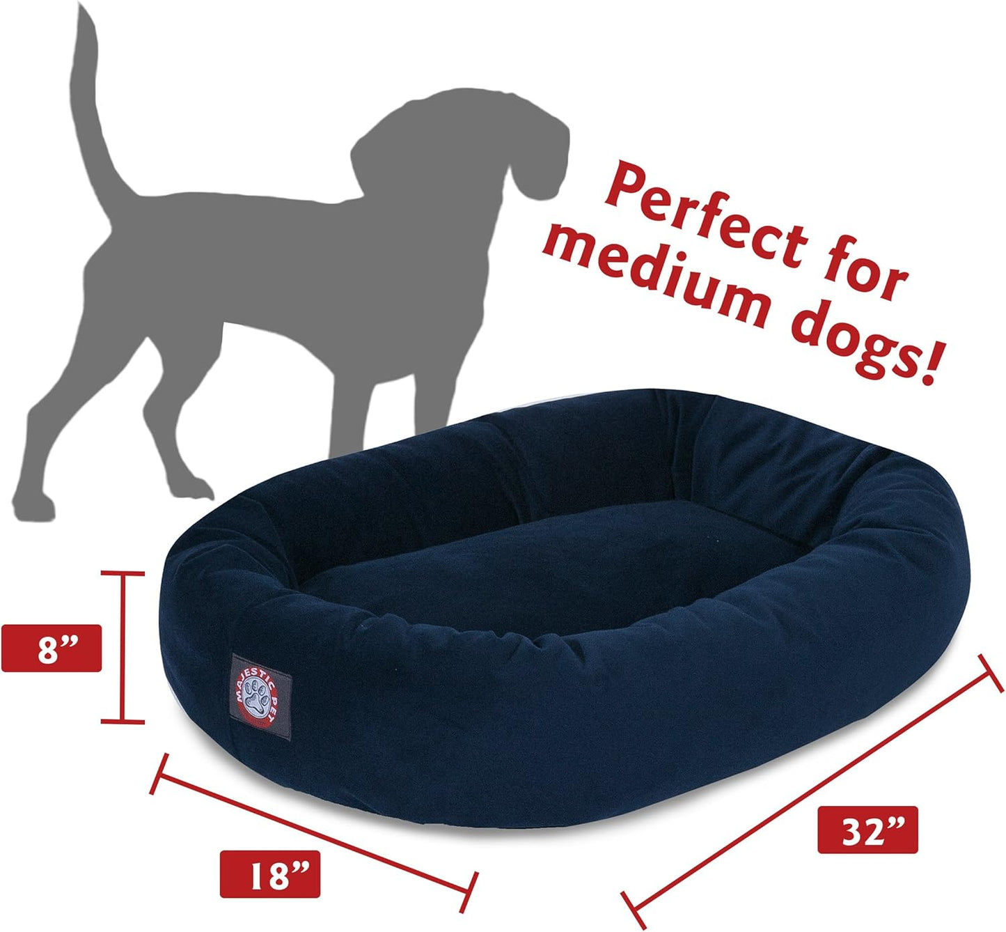 Majestic Pet Villa 32 Inch Shredded Memory Foam Dog Bed for Medium Sized Dogs 32x23x7 Inch–Orthopedic Dog Bed - Durable Pet Bed - Washable Medium Pet Bed with Head Support-Apple - Pet Explorer