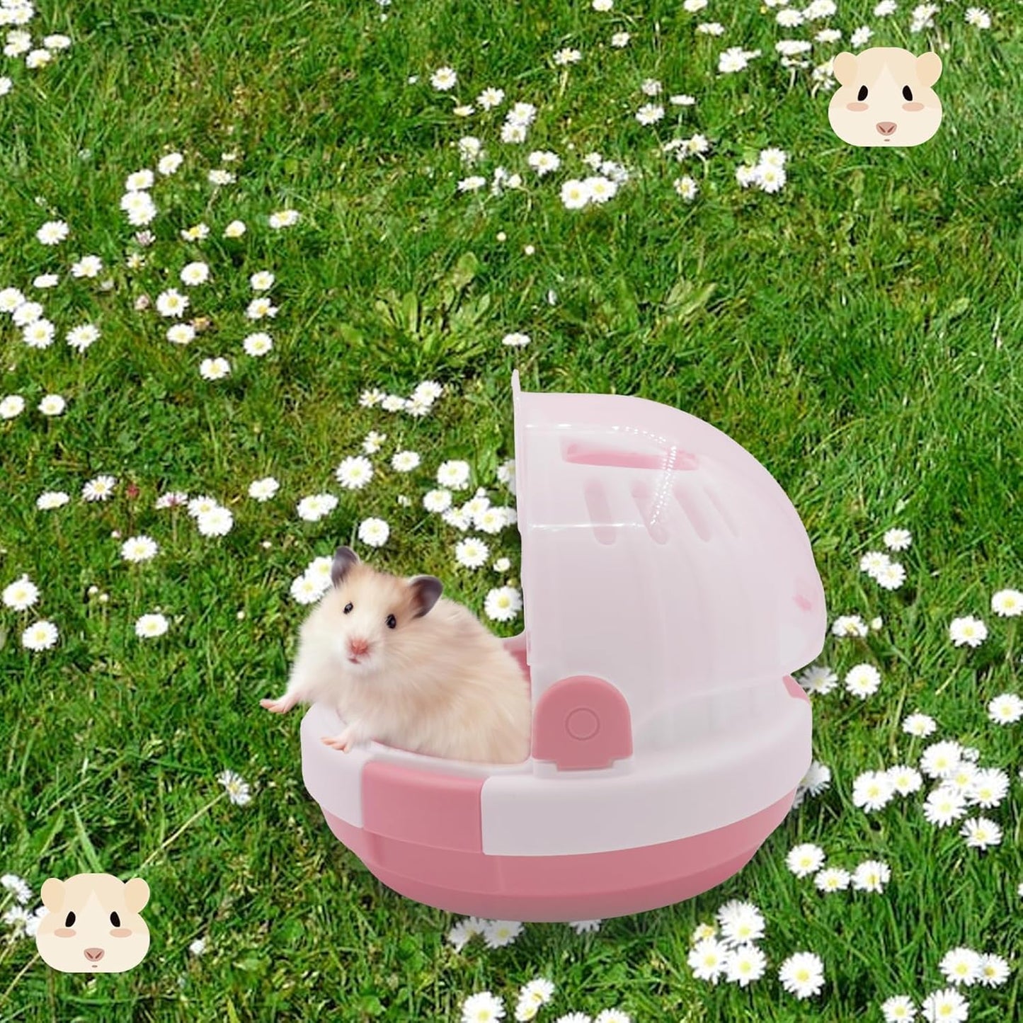 Hamster Carrier Cage Portable Cages Small Animals Carry Travel Case with Water Bottle Plastic Breathable Guinea Pig Outgoing Cage for Dwarf Hamster Ferret Chinchillas Hedgehog (Pink) - Pet Explorer