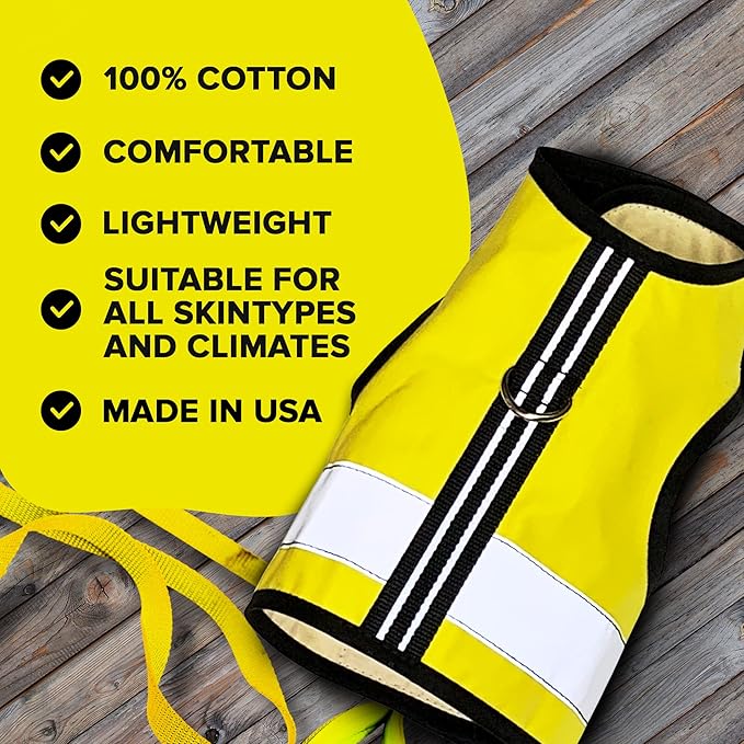 Kitty Holster Reflective Cat Harness – High-Visibility Cat Harness for Travel, Day and Night Walking - Soft Cotton Cat Accessories, Breathable, Secure & Washable, Made in USA - Sunshine Yellow, XL