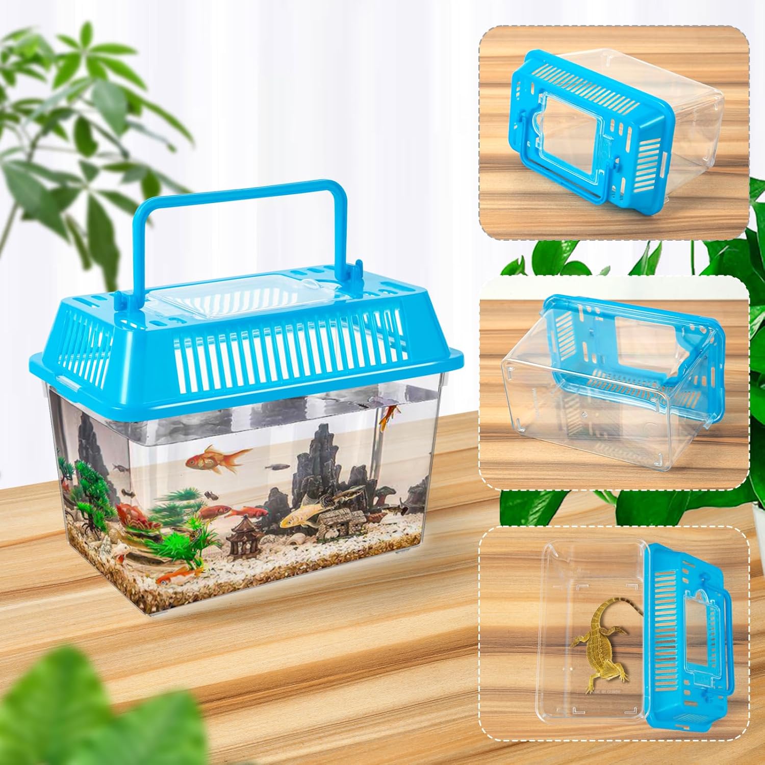 12Pcs Plastic Reptile Terrariums Carrier Cage Tarantula Enclosure Snake Breeding Box Hatching Container Transparent Fish Tank Turtle Aquarium with Random Color Lid for Spider, XS(5.1” x 3.5” x 3.5” - Pet Explorer