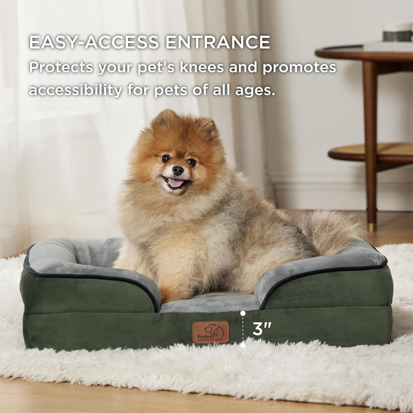 Bedsure Orthopedic Dog Beds for Small Dogs - Washable Small Dog Cat Bed Waterproof, Comfort Pet Couch Sofa with Washable Removable Cover, Pets Bed with Nonskid Bottom, Boreal Canopy Green, 24" - Pet Explorer