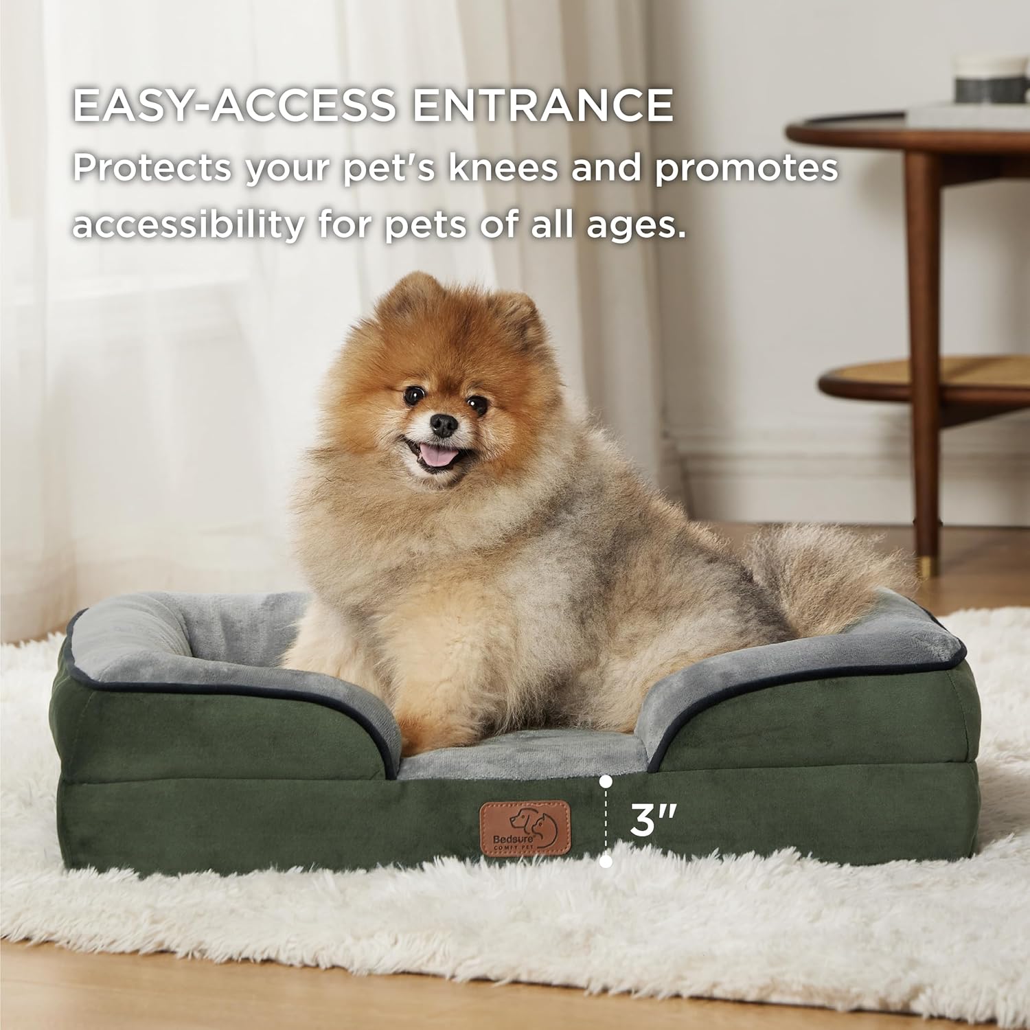 Bedsure Orthopedic Dog Beds for Small Dogs - Washable Small Dog Cat Bed Waterproof, Comfort Pet Couch Sofa with Washable Removable Cover, Pets Bed with Nonskid Bottom, Boreal Canopy Green, 24" - Pet Explorer