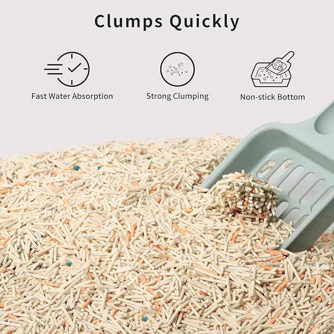 Tofu Mixed Cat Litter, Strong Clumping Kitty Litter Ultra Absorbent 2.5KG 100% Natural Tofu Litters with Bentonite, Flushable, Lightweight, Odor Control, Low Tracking, Dust-Free