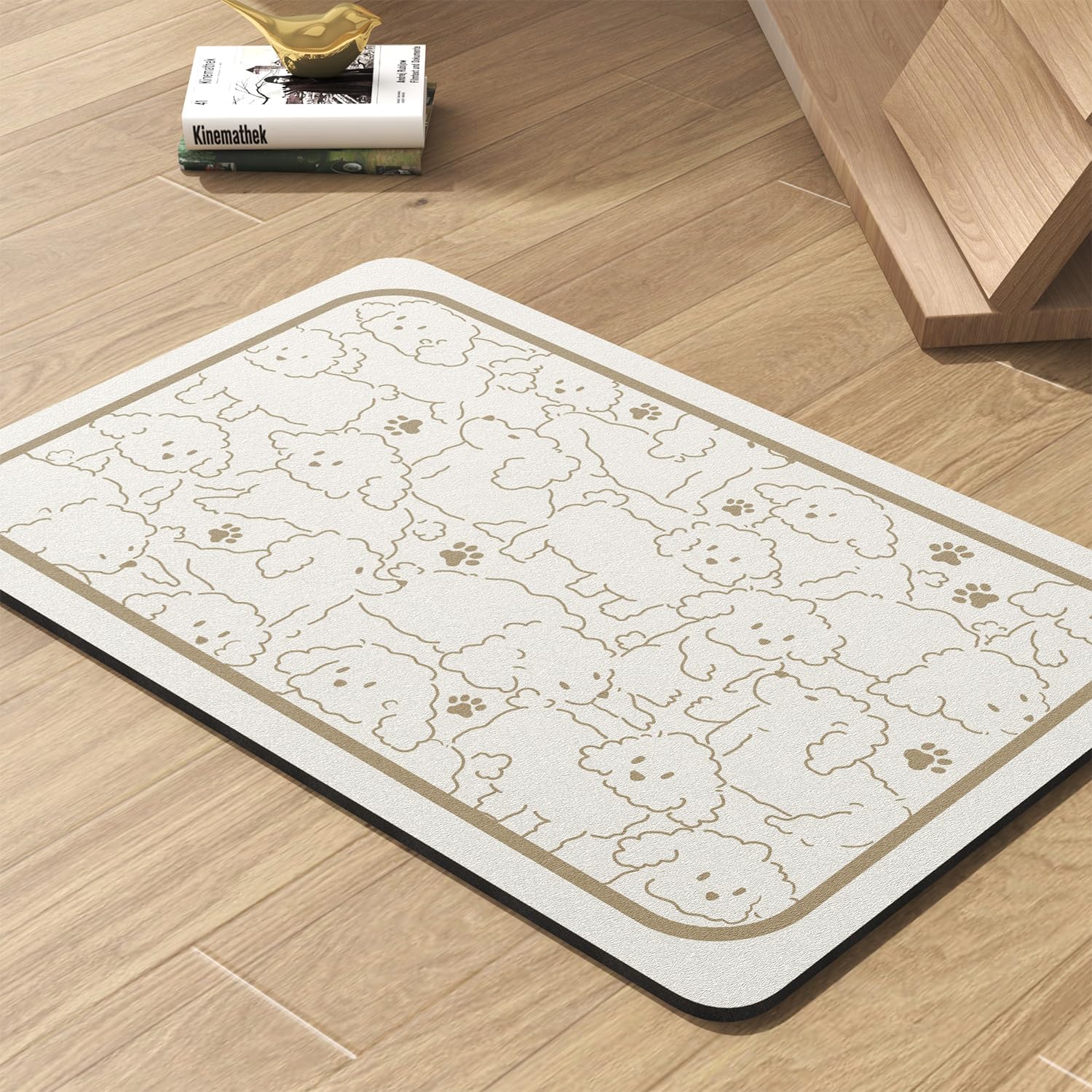 Pet Feeding Mat-Absorbent Dog Mat for Food and Water Bowl-No Stains Quick Dry Water Dispenser Mat-Dog Accessories Pet Supplies-Bowl for Messy Drinkers（FRAMEDOGS,17"x28" - Pet Explorer