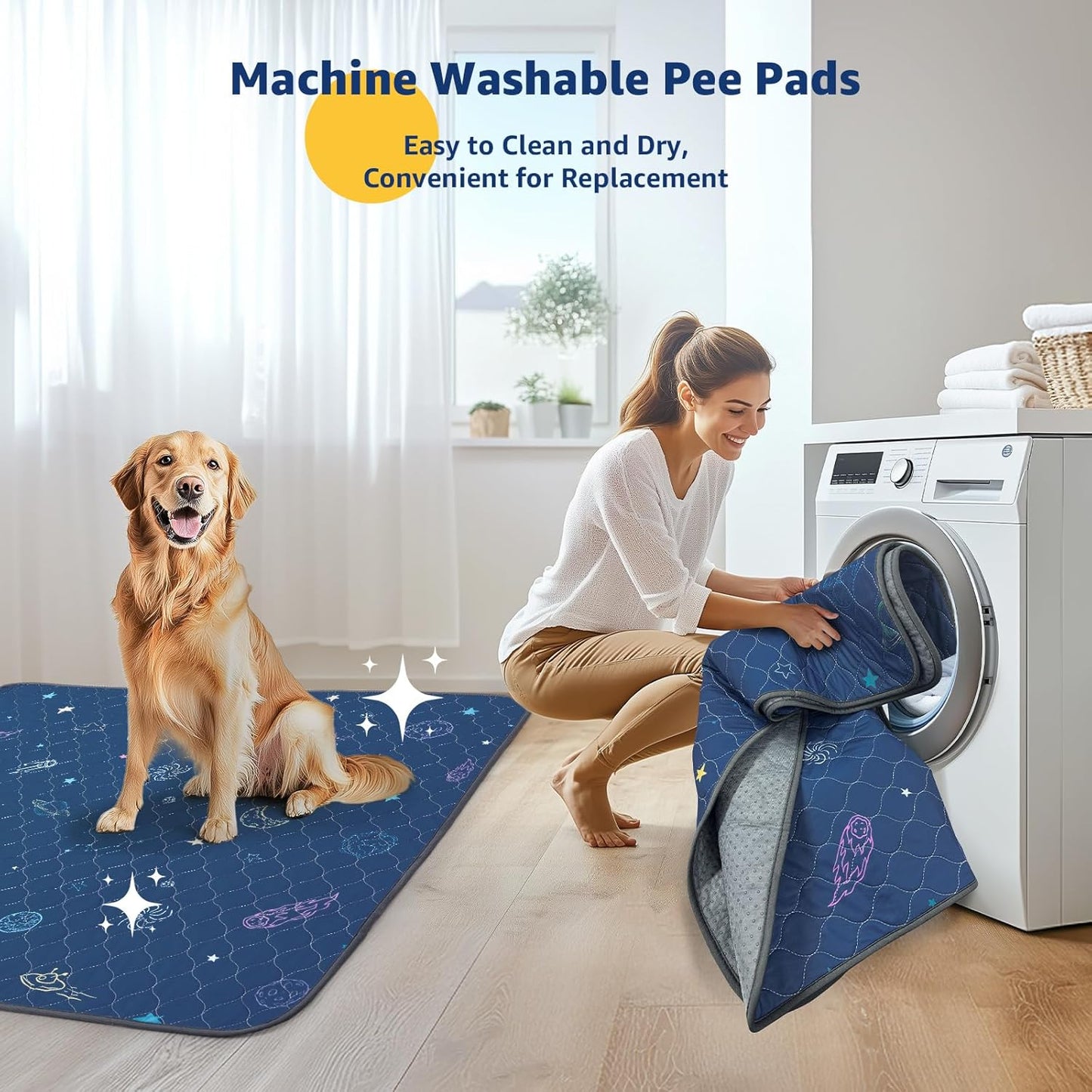 LOOBANI Pee Pads for Dogs Washable: Reusable Dog Pee Pads for Small Pet, 2 Pack Waterproof Puppy Whelping Pads 31" x 36", Non-Slip Potty Training Mat for Dog Playpen, Floor, Cage, Sofa, Crate, Blue - Pet Explorer