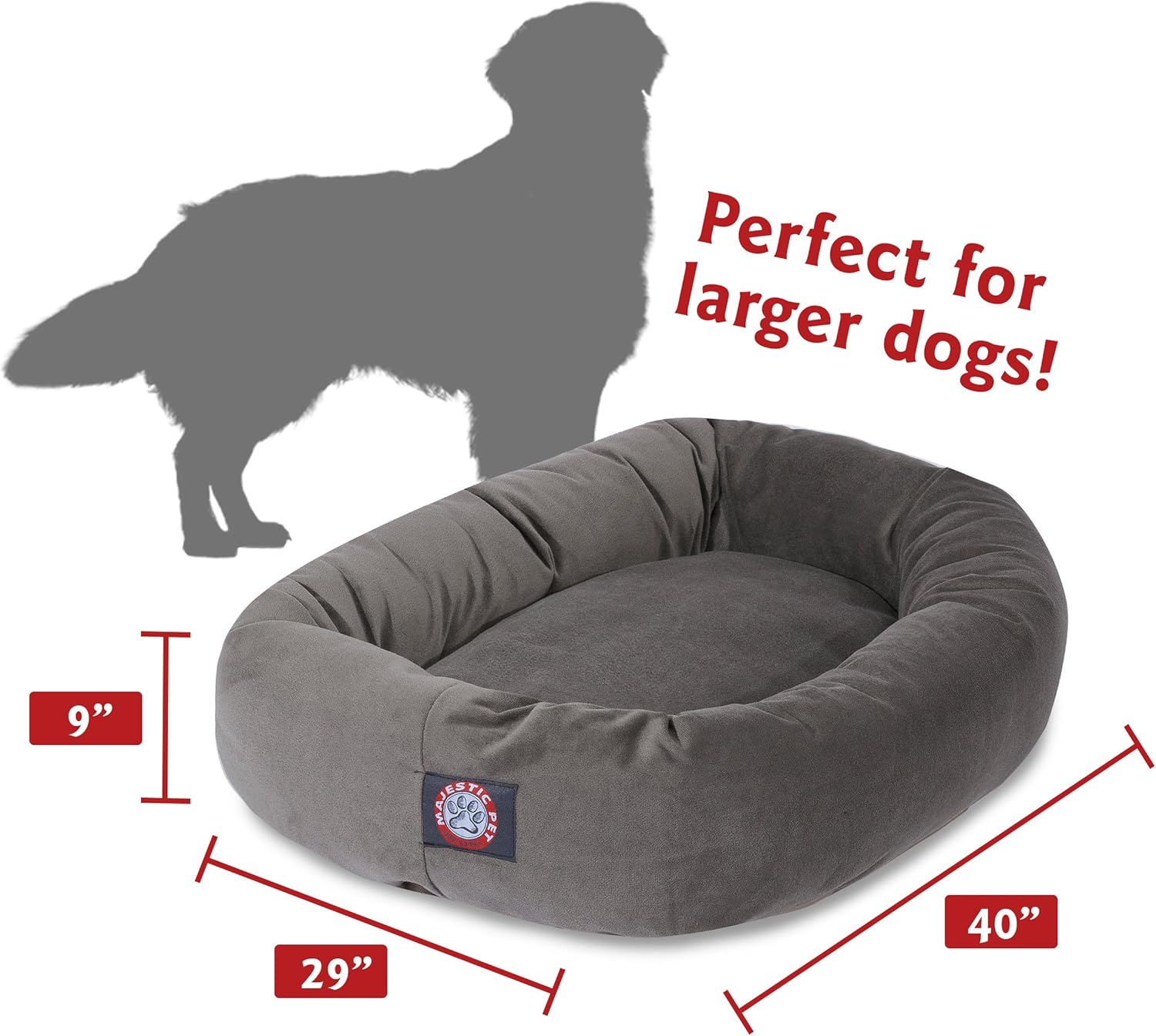 Majestic Pet Villa 32 Inch Shredded Memory Foam Dog Bed for Medium Sized Dogs 32x23x7 Inch–Orthopedic Dog Bed - Durable Pet Bed - Washable Medium Pet Bed with Head Support-Orange - Pet Explorer