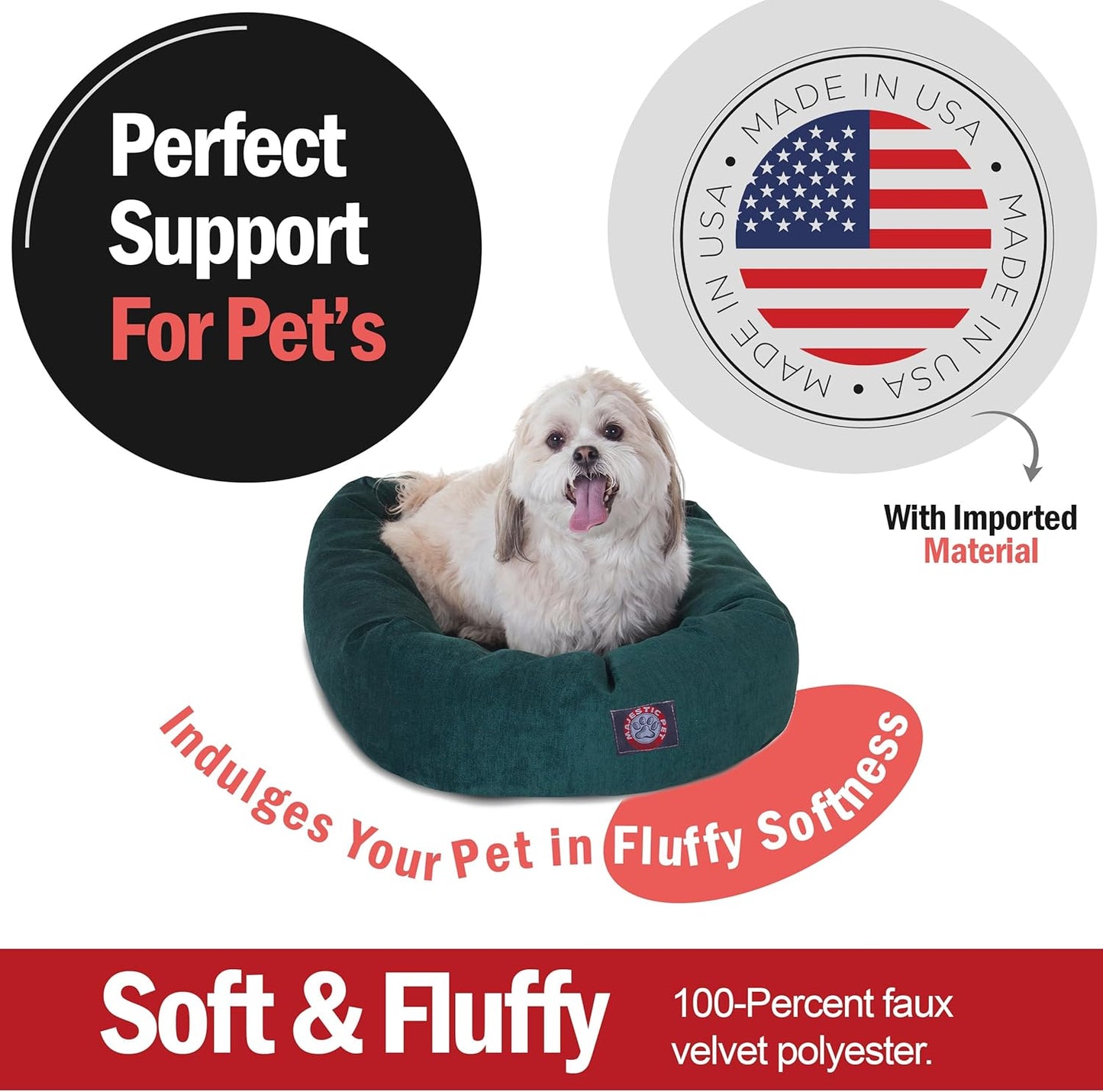 Majestic Pet 24 Inch Micro Velvet Calming Dog Bed Washable 24x19x7 (inch) – Cozy Soft Round Donut Dog Bed with Spine for Head Support - Pet Bed Small – Marine (2025) - Pet Explorer