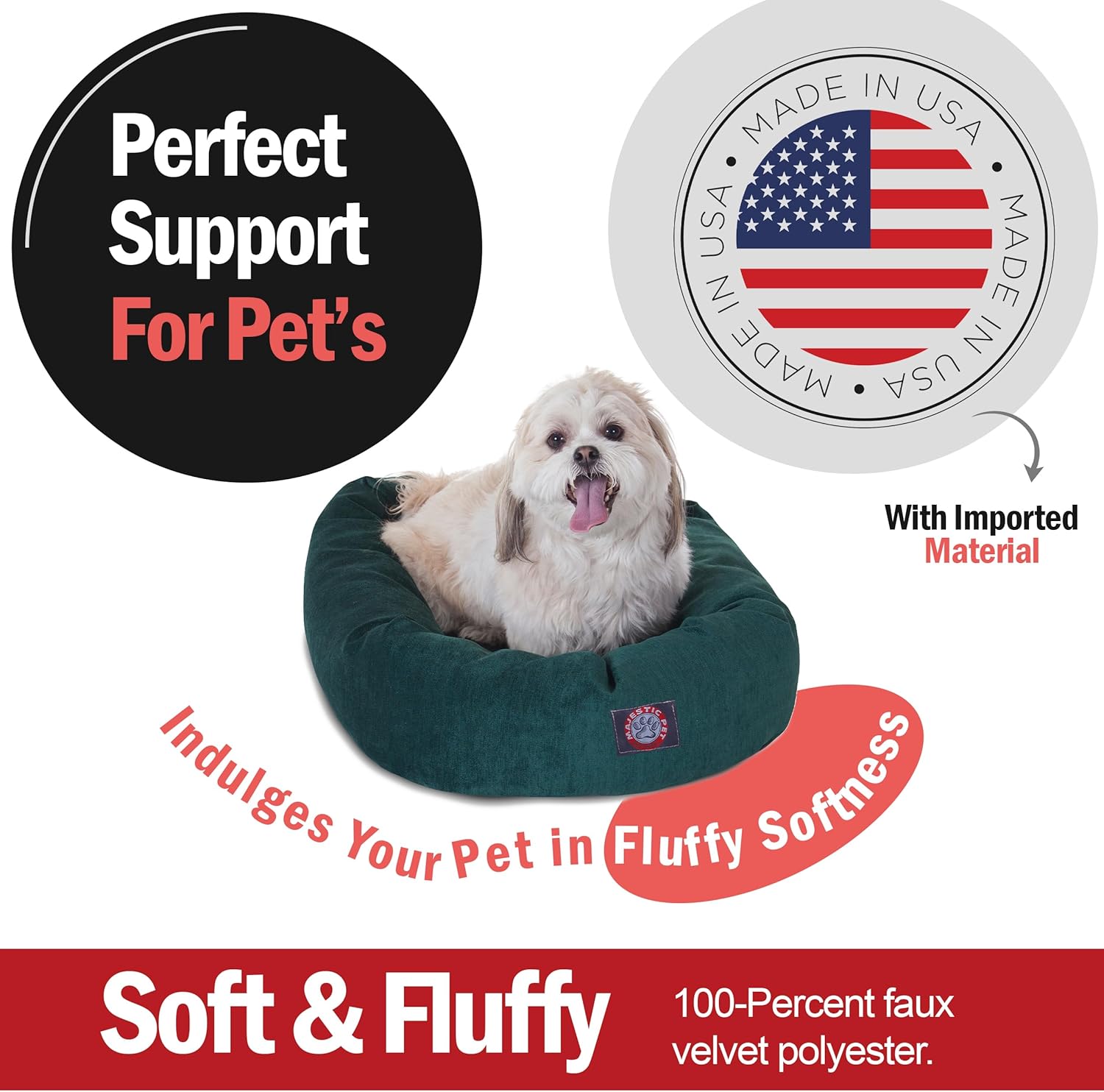 Majestic Pet 24 Inch Micro Velvet Calming Dog Bed Washable – Cozy Soft Round Dog Bed with Spine for Head Support - Fluffy Donut Dog Bed 24x19x7 (inch) – Round Pet Bed Small – Marine - Pet Explorer