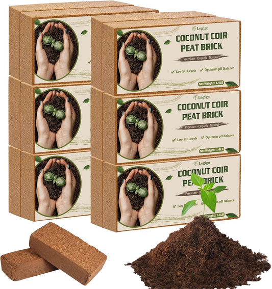 Legigo 12 Pack Premium Coco Coir Brick for Plants- 100% Organic Compressed Coconut Coir Bricks Starting Mix, Coco Coir Fiber Coconut Husk for Planting, Gardening, Potting Soil Substrate, Herbs - Pet Explorer