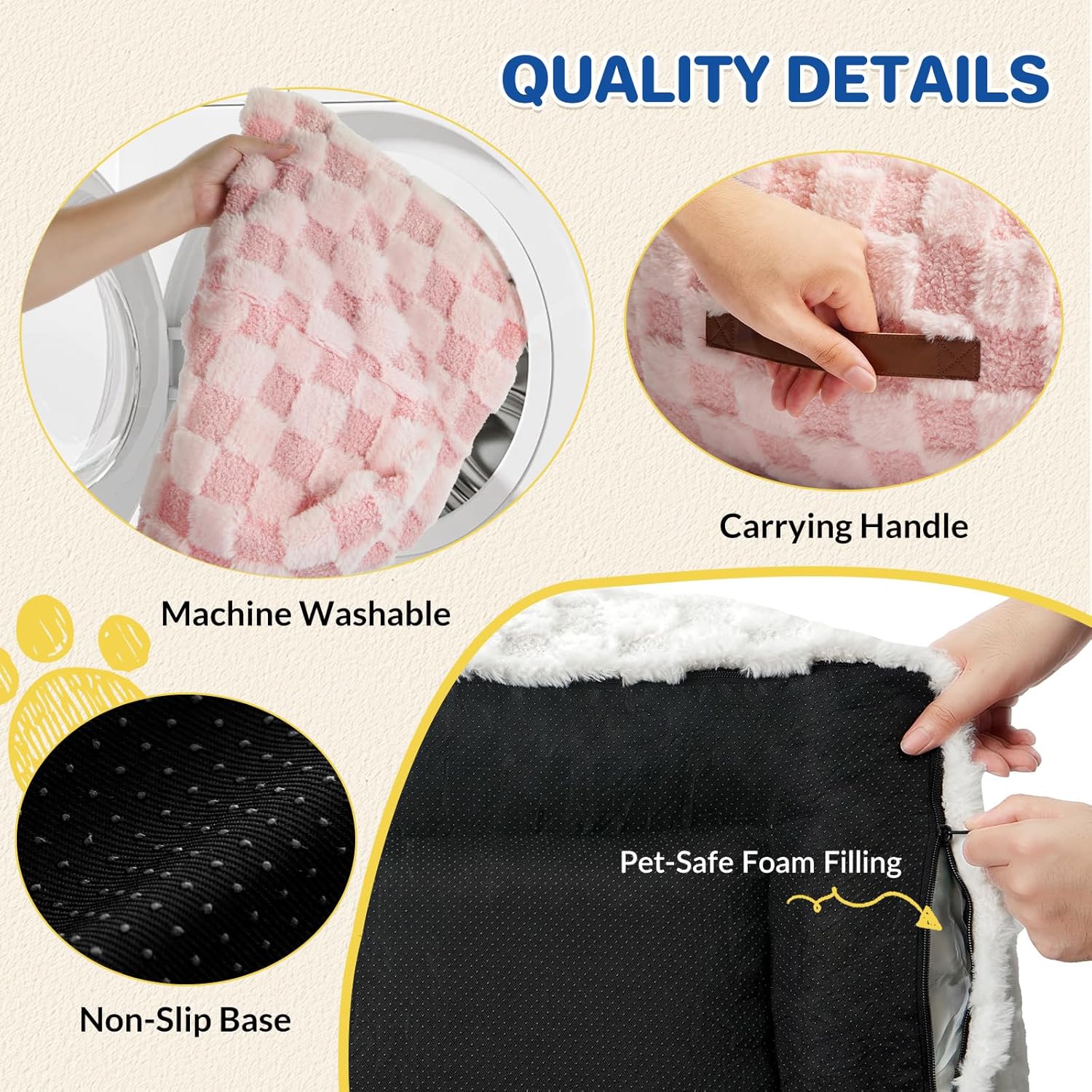 Cat Bed Cats Couch for Puppy and Kitten, Fluffy Pet Couch Small Dog Sofa Bed, Supportive Cat Sofa for Indoor Cats, Washable Cover & Non-Slip, 26 inch, Pink - Pet Explorer