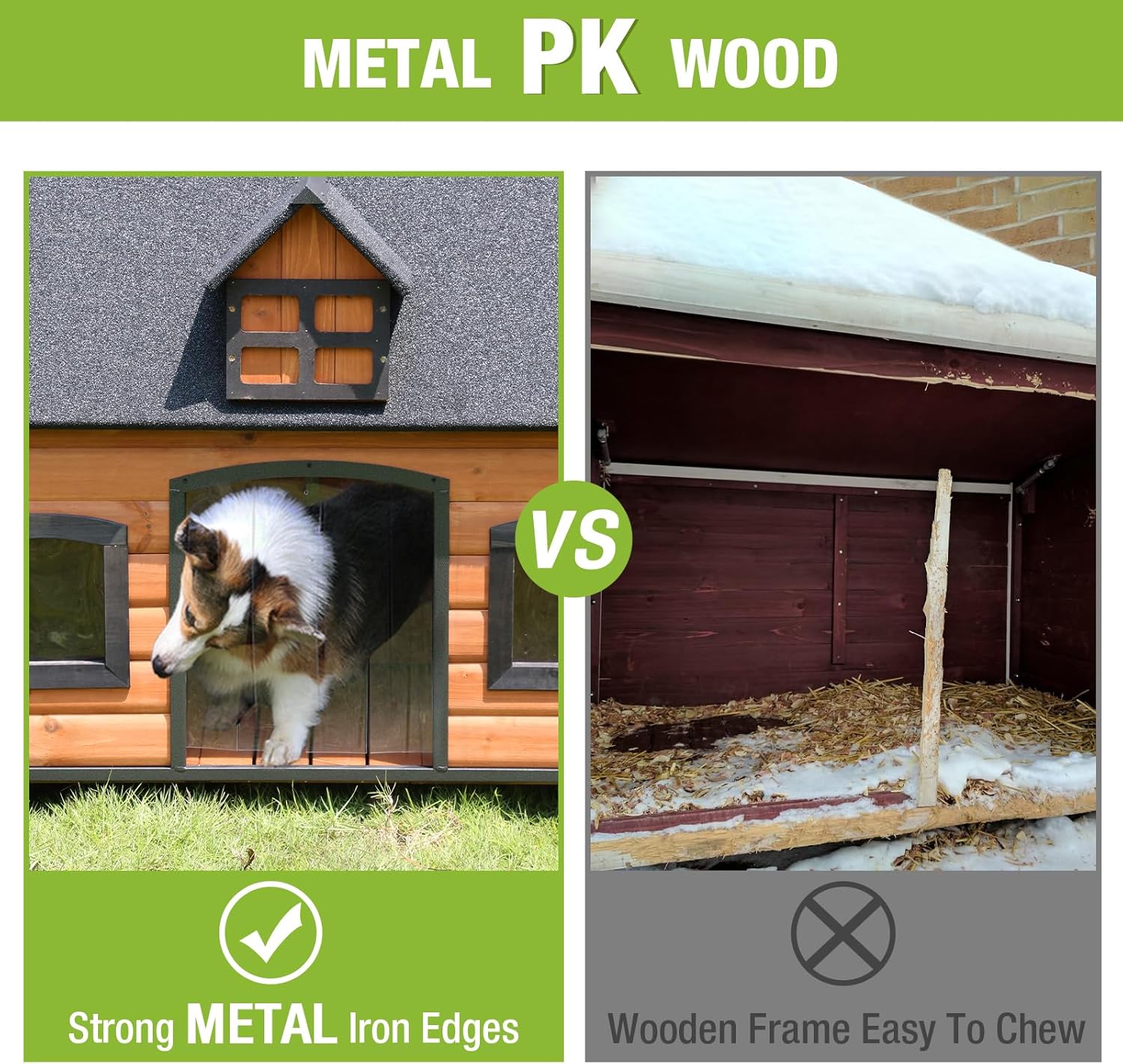 GUTINNEEN Dog House Outdoor with Strong Metal Frame Dog Kennel for Small Medium Large Dogs Puppy Cage for Winter Weatherproof - Pet Explorer