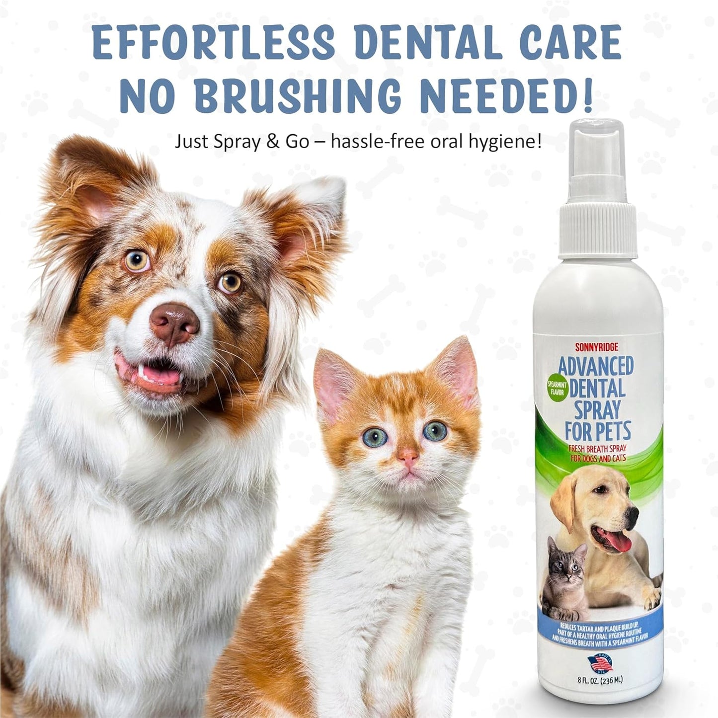 Dog Dental Spray Removes Tartar, Plaque and Freshens Breath Instantly. The Most Advanced Dental Spray for Healthy Teeth, Gums and Oral Health Care for Your Dog, Cat or Pet - 1-8 oz. Bottle - Pet Explorer