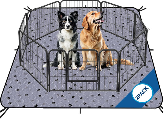 Fostanfly Washable Pee Pads for Dogs, 72"x72"-2 Pack Extra Large Reusable Potty Pads for Floor, Non-Slip Waterproof Pet Playpen Mat for Puppy/Senior Dog Whelping Incontinence - Pet Explorer