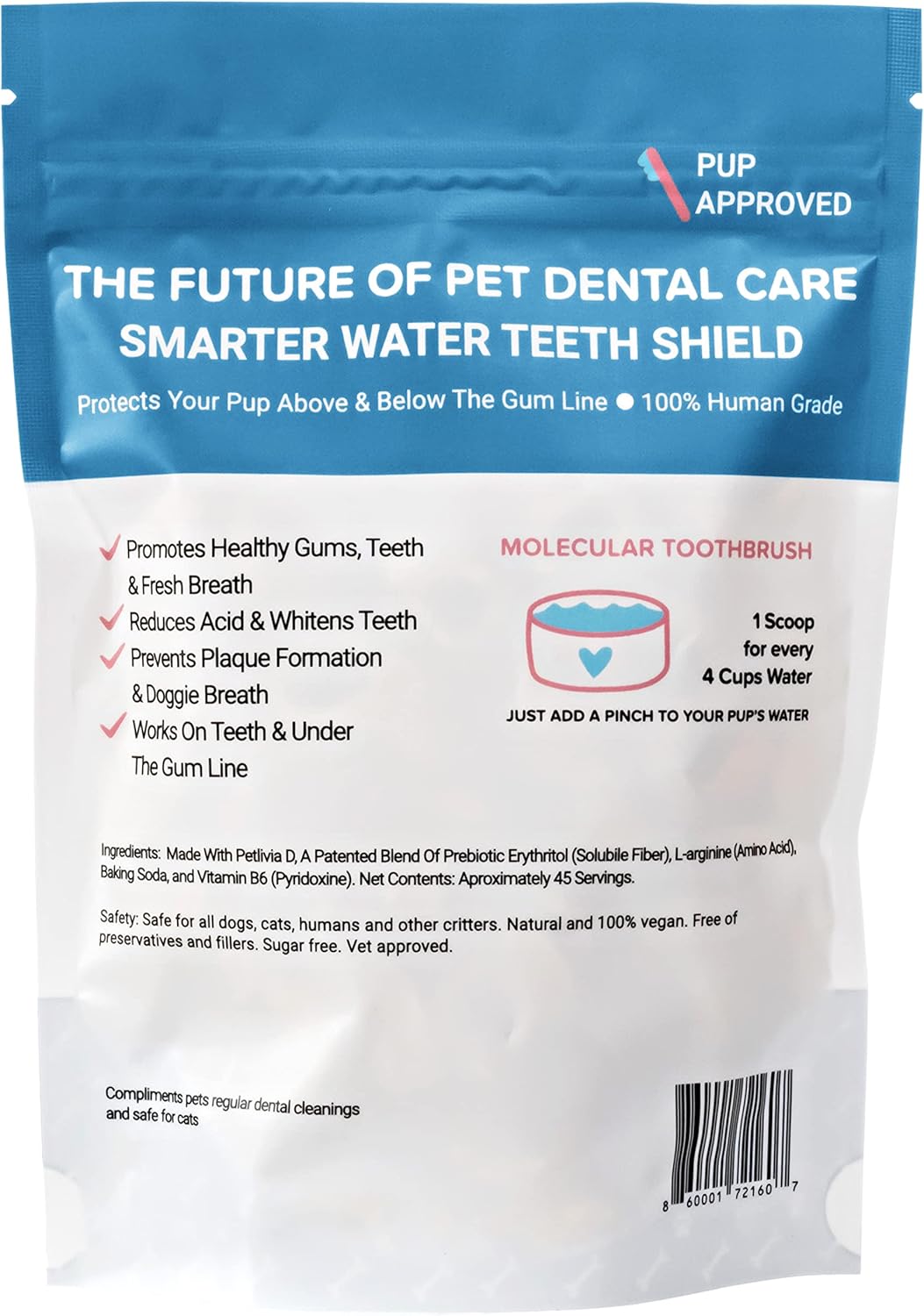 Dog Breath Freshener Powder for Water – Cat & Dog Dental Care Water Additive, Natural Plaque & Tartar Remover, Bad Breath Eliminator, Easy No-Brush Oral Hygiene – 45 Servings, Vet Recommended - Pet Explorer