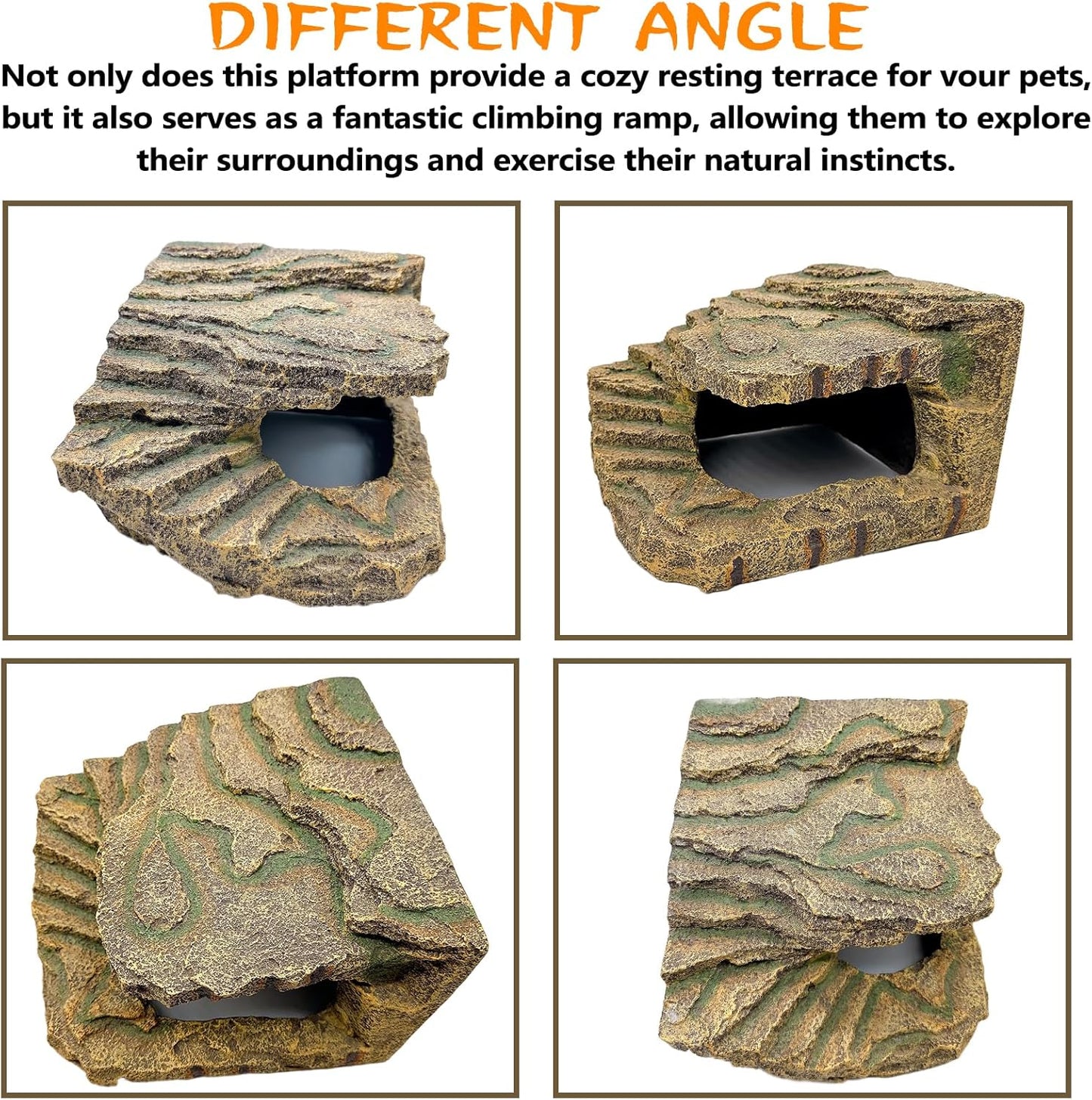 kathson Turtles Basking Platform,Large Tortoise Resting Terrace Climbing Ramp,Reptile Hiding Cave Hideouts,Resin Dock Tank Decorations for Aquatic Turtles Newts Salamanders Lizard Frogs - Pet Explorer